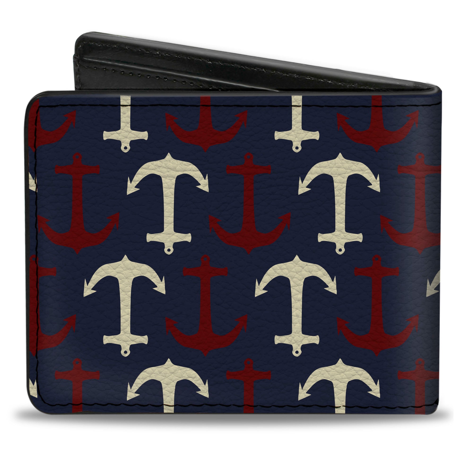 Bi-Fold Wallet - Anchor3 Flip Navy Red Cream Bi-Fold Wallets Buckle-Down