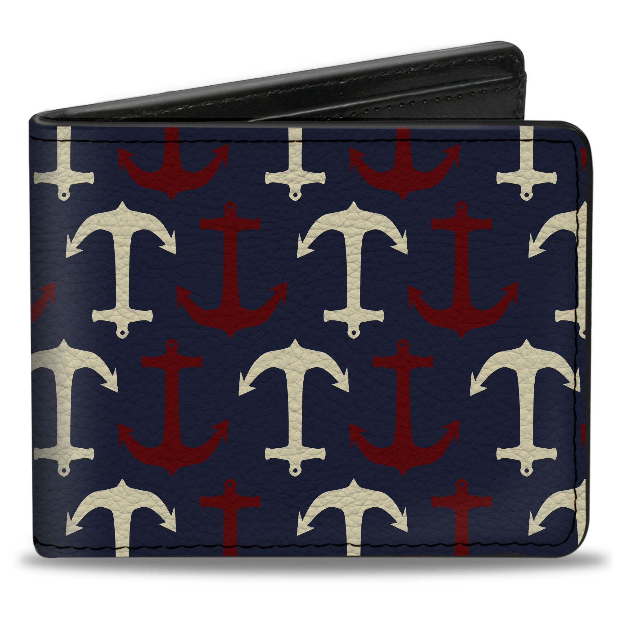 Bi-Fold Wallet - Anchor3 Flip Navy Red Cream Bi-Fold Wallets Buckle-Down