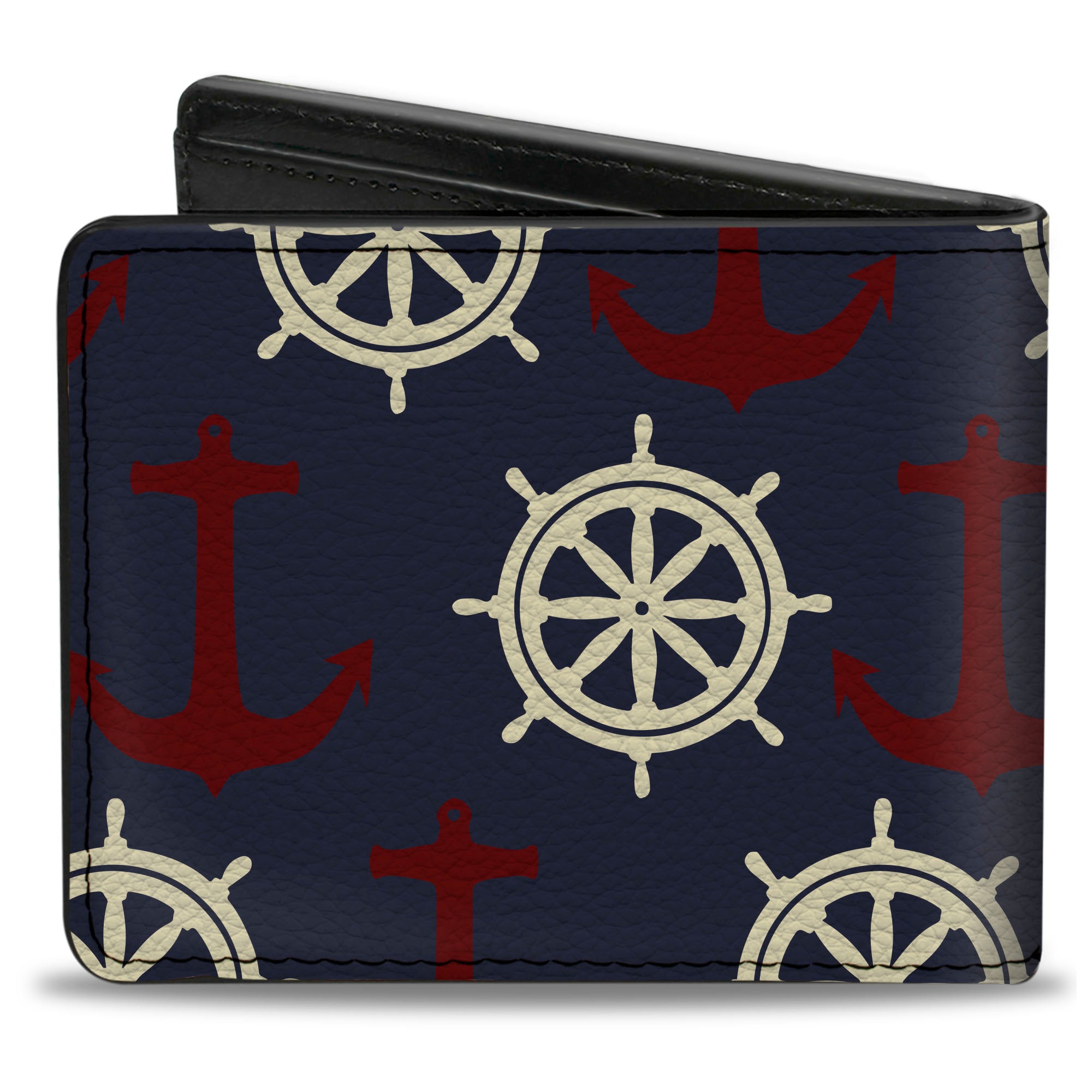 Bi-Fold Wallet - Anchor3 Helm Monogram Navy Red Cream Bi-Fold Wallets Buckle-Down