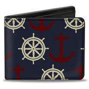 Bi-Fold Wallet - Anchor3 Helm Monogram Navy Red Cream Bi-Fold Wallets Buckle-Down