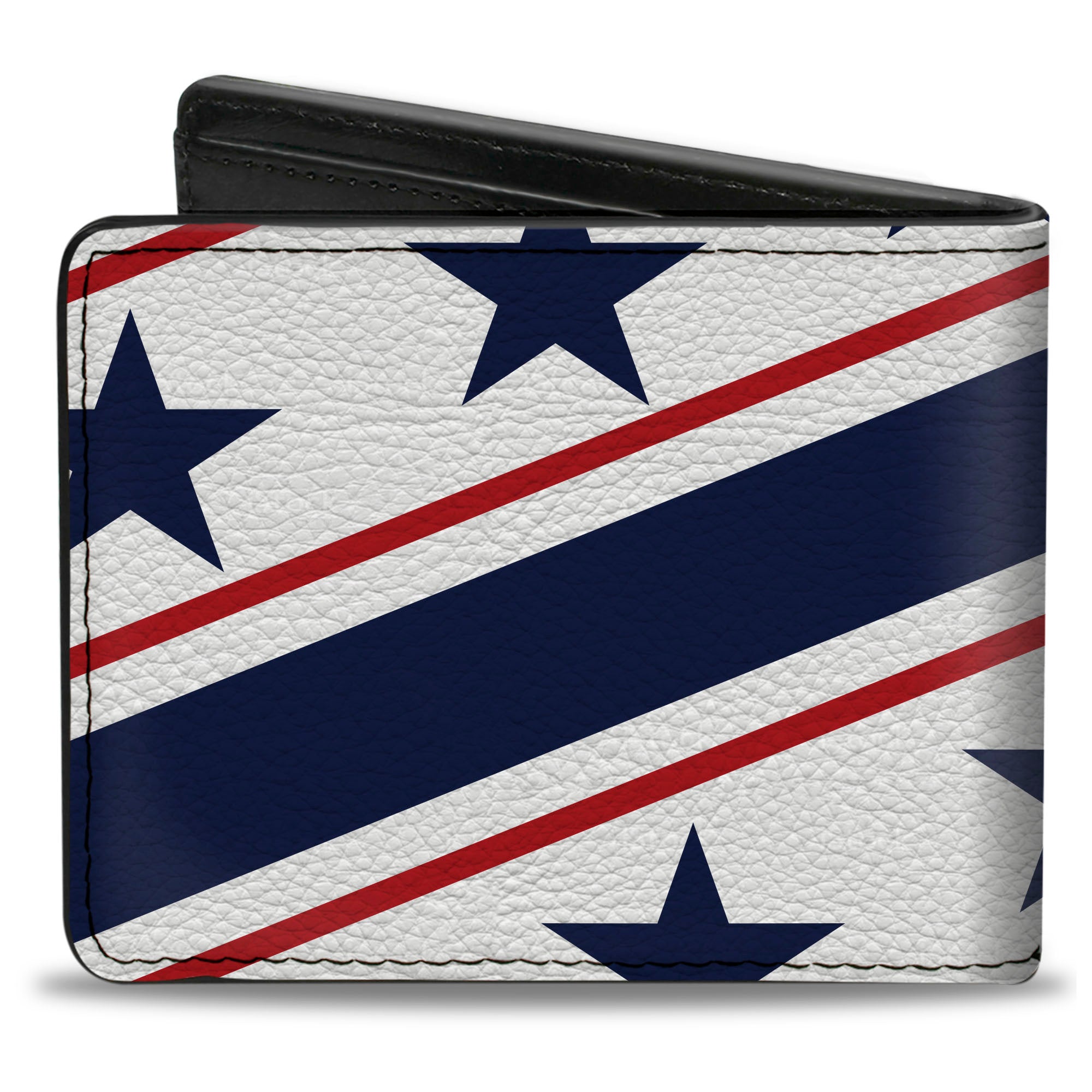 Bi-Fold Wallet - Americana Diagonal Stars & Stripes White Red Blue Bi-Fold Wallets Buckle-Down
