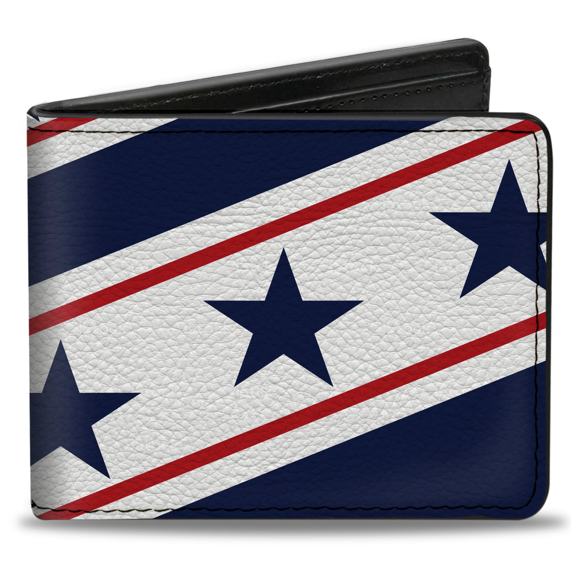 Bi-Fold Wallet - Americana Diagonal Stars & Stripes White Red Blue Bi-Fold Wallets Buckle-Down
