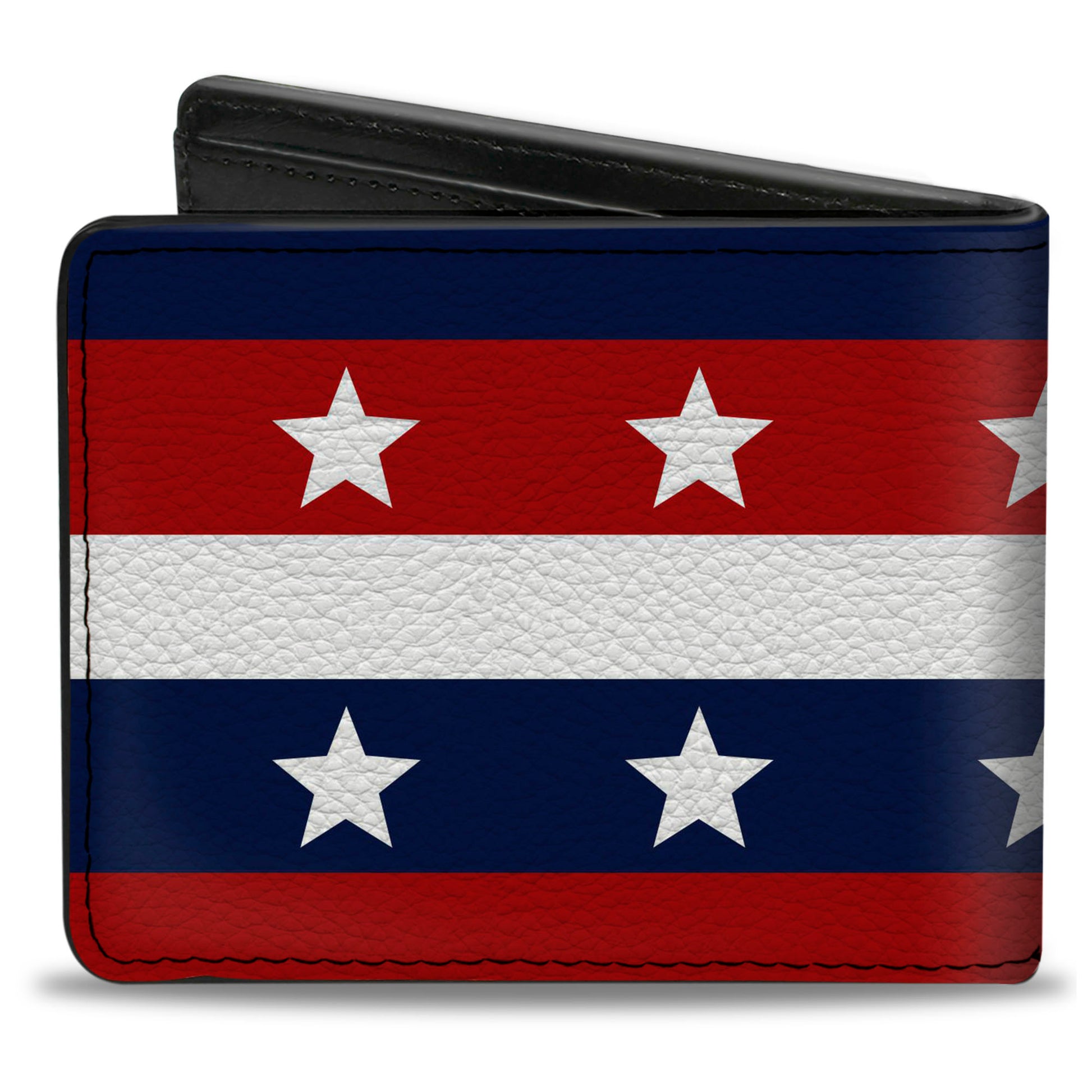 Bi-Fold Wallet - Americana Stripe w Stars Blue Red White Bi-Fold Wallets Buckle-Down