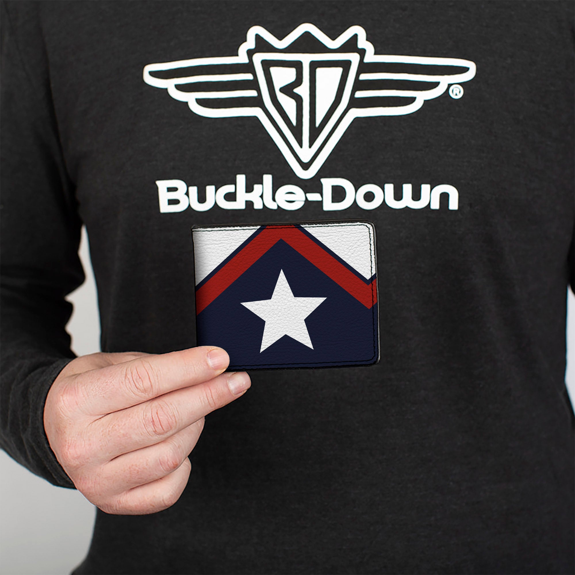 Bi-Fold Wallet - American Chevron & Stripes White Red Blue Bi-Fold Wallets Buckle-Down