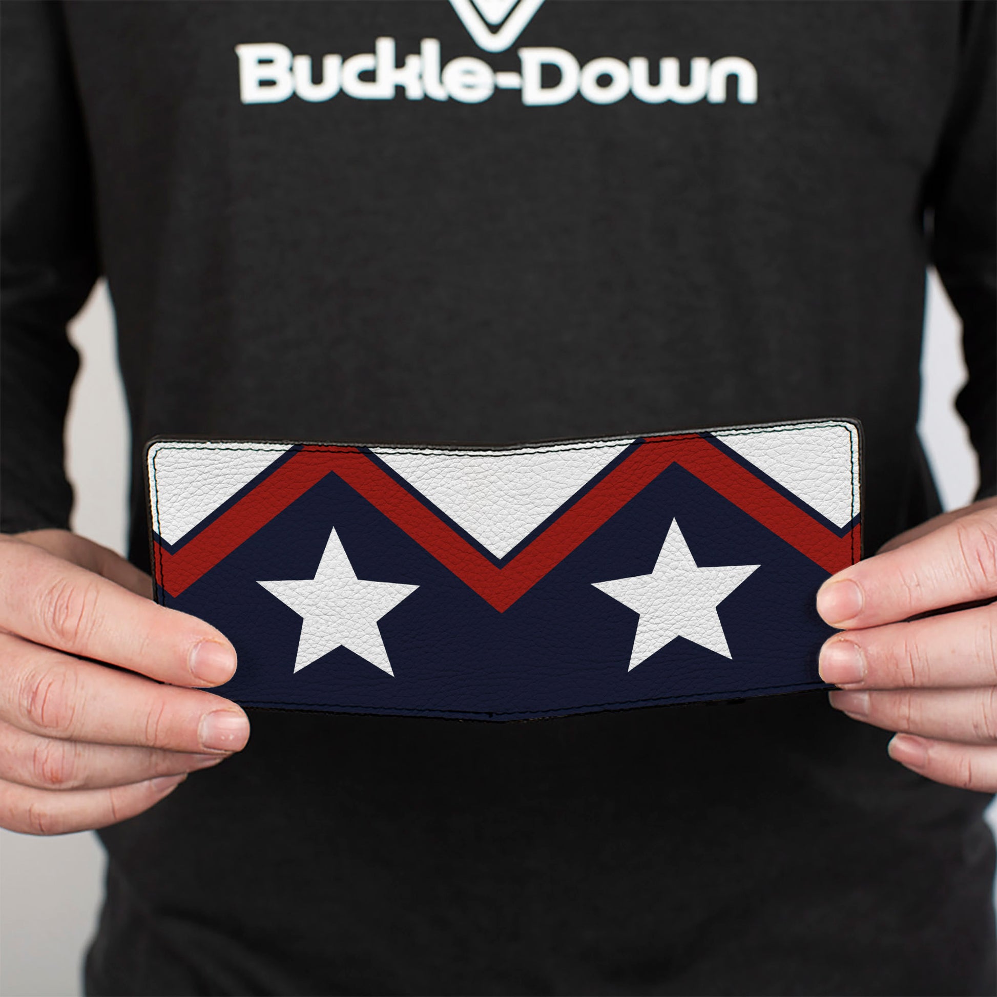 Bi-Fold Wallet - American Chevron & Stripes White Red Blue Bi-Fold Wallets Buckle-Down