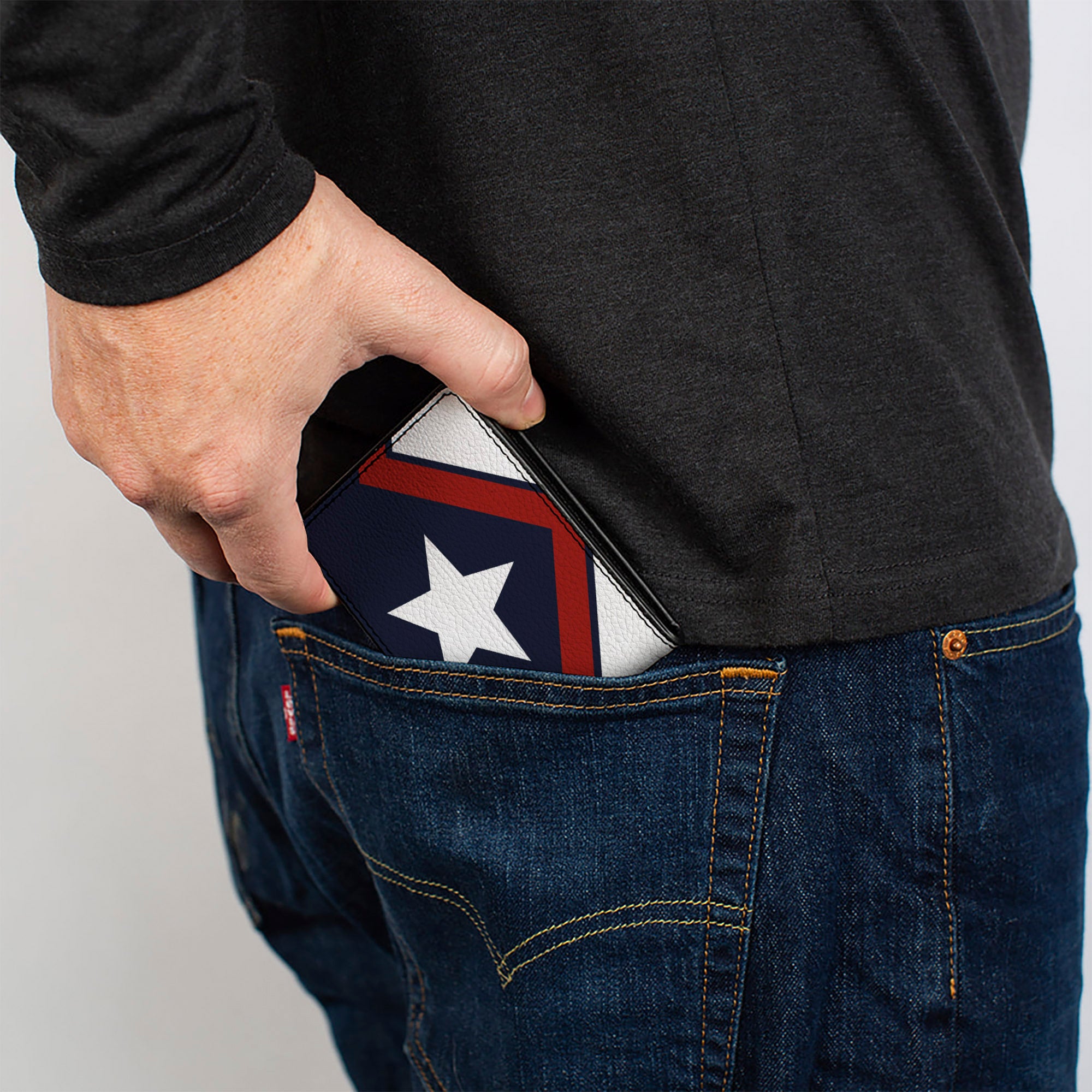 Bi-Fold Wallet - American Chevron & Stripes White Red Blue Bi-Fold Wallets Buckle-Down