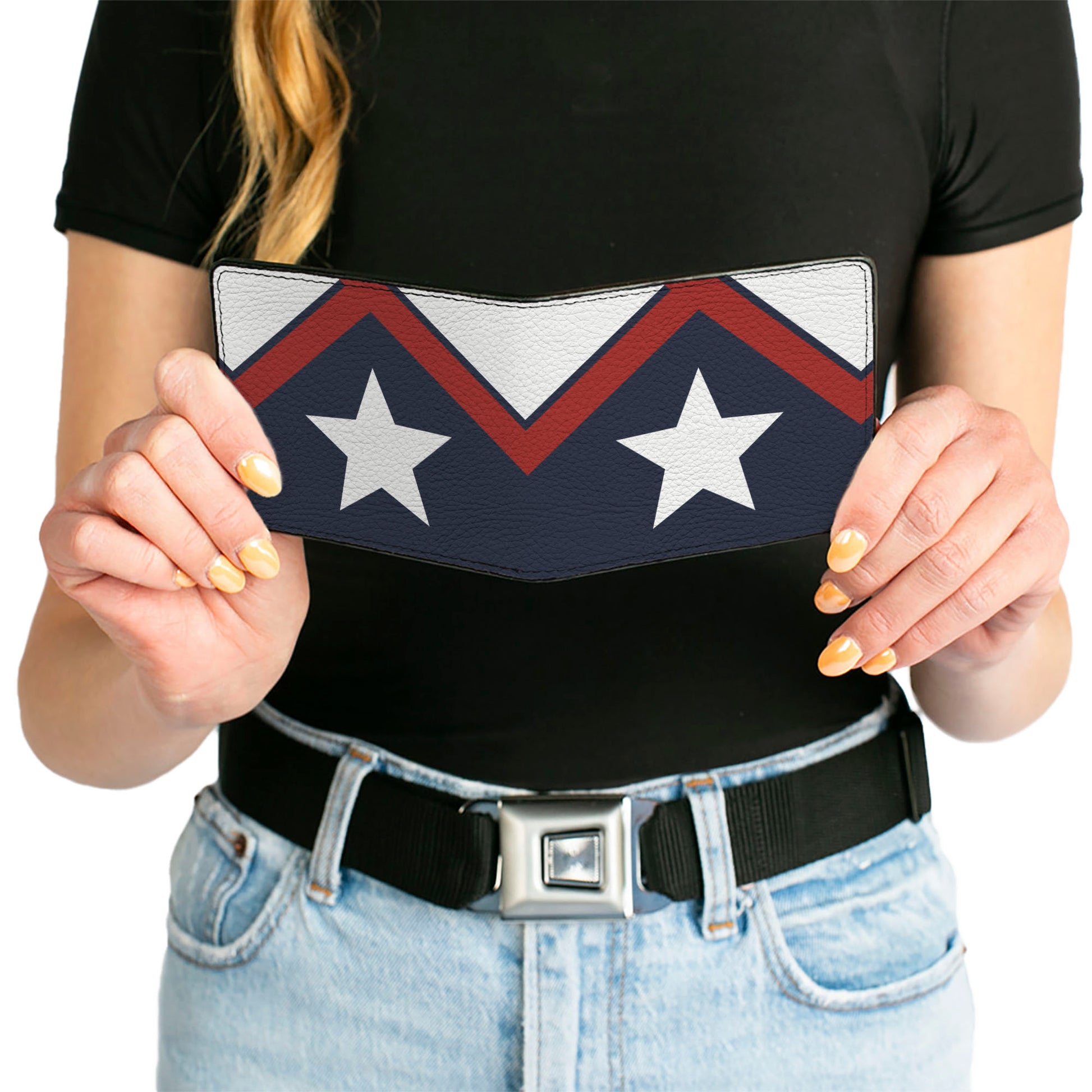 Bi-Fold Wallet - American Chevron & Stripes White Red Blue Bi-Fold Wallets Buckle-Down