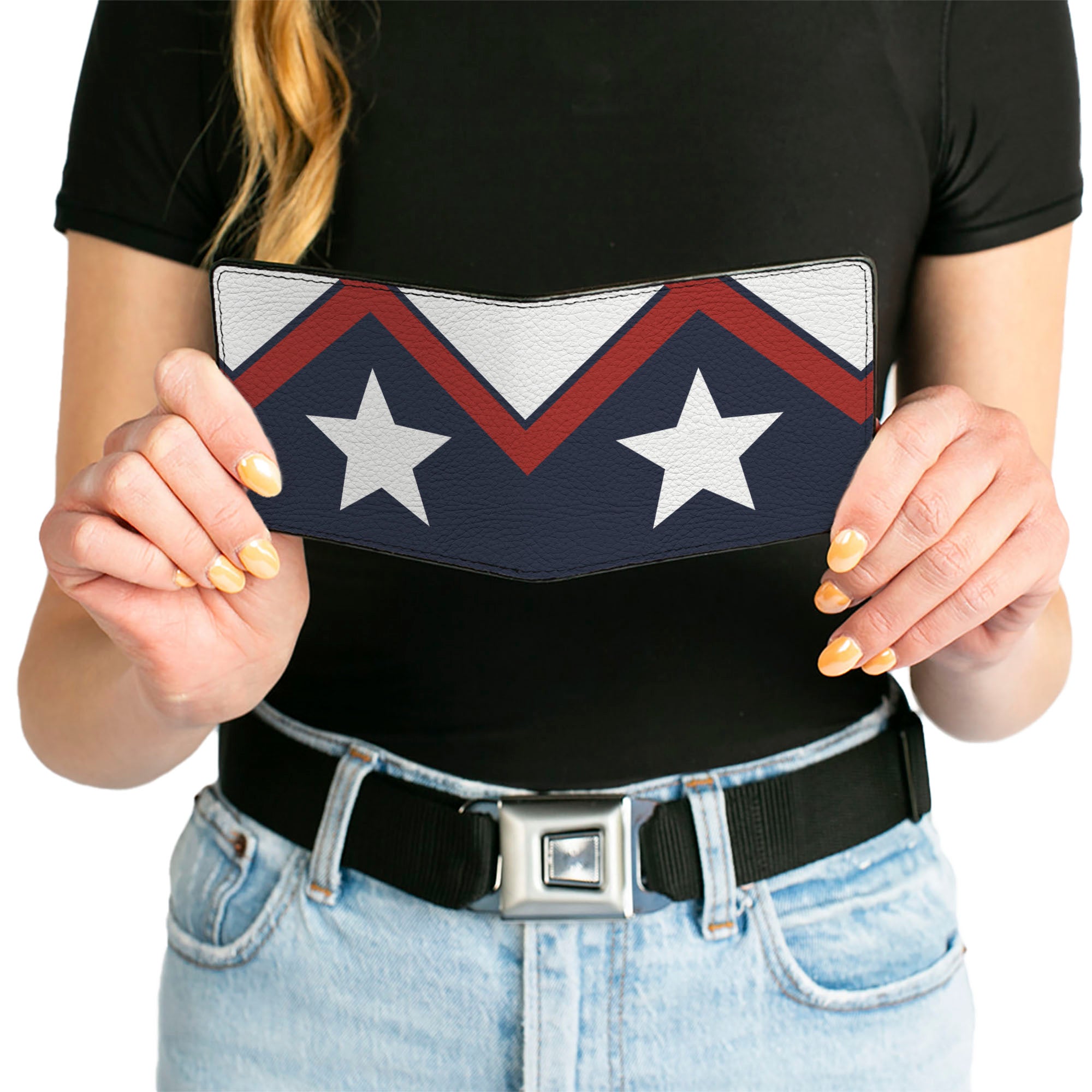 Bi-Fold Wallet - American Chevron & Stripes White Red Blue Bi-Fold Wallets Buckle-Down