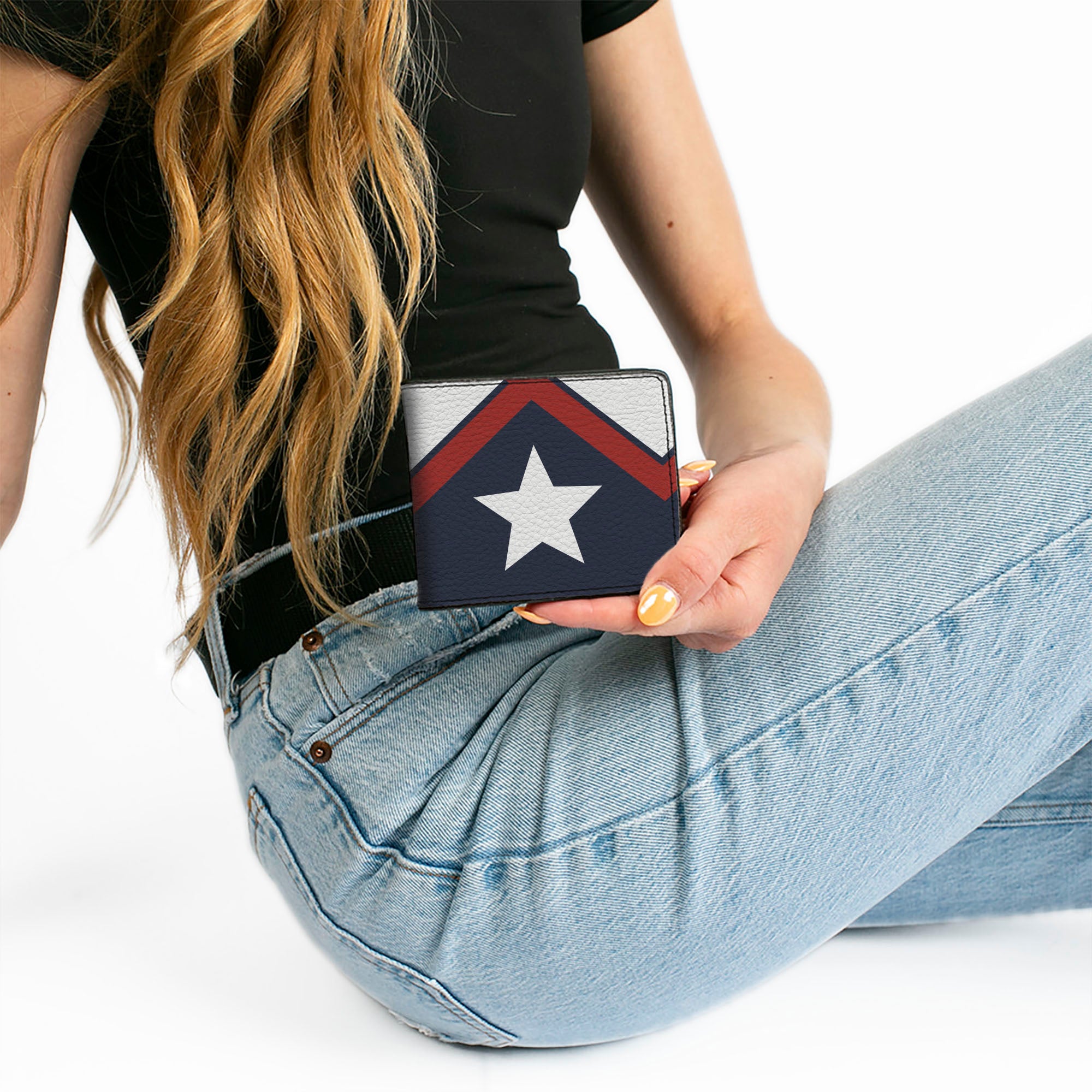 Bi-Fold Wallet - American Chevron & Stripes White Red Blue Bi-Fold Wallets Buckle-Down