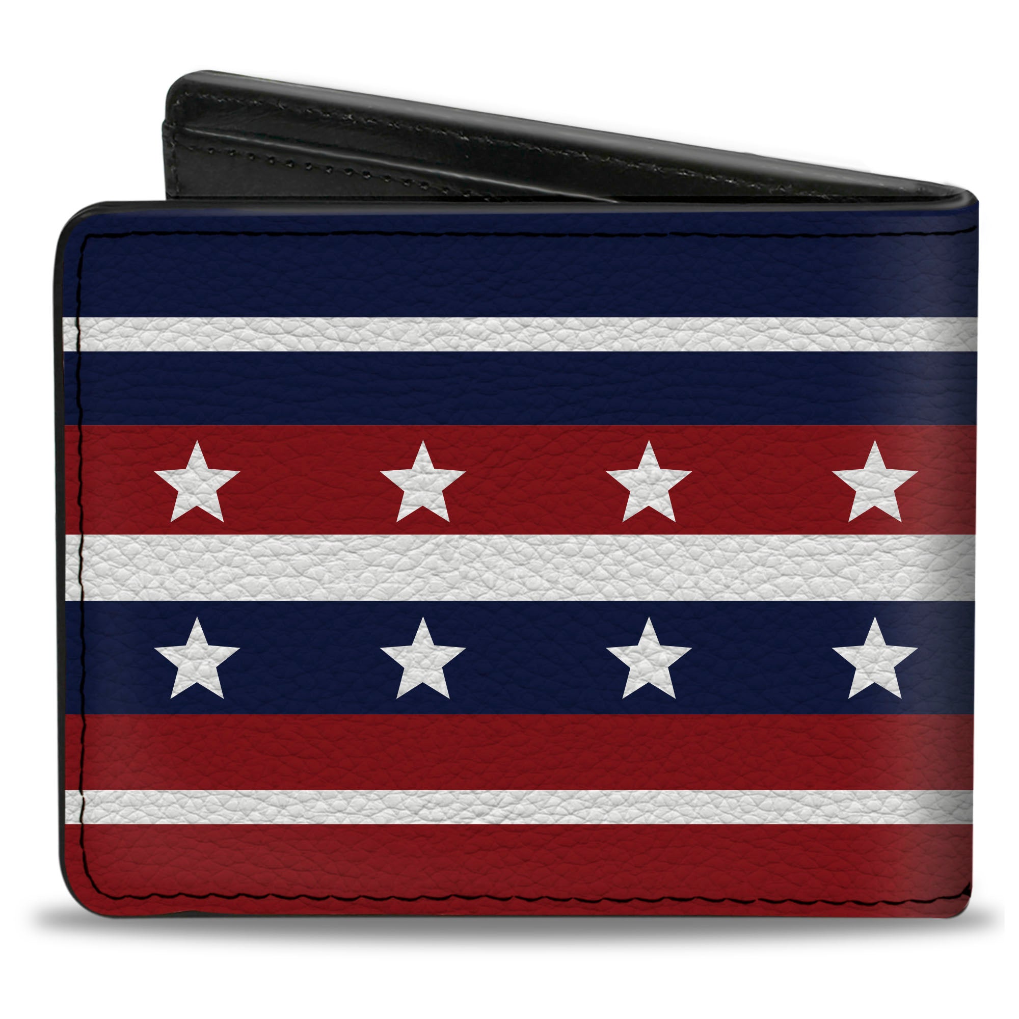Bi-Fold Wallet - Americana Stripe w Stars2 Blue Red White Bi-Fold Wallets Buckle-Down