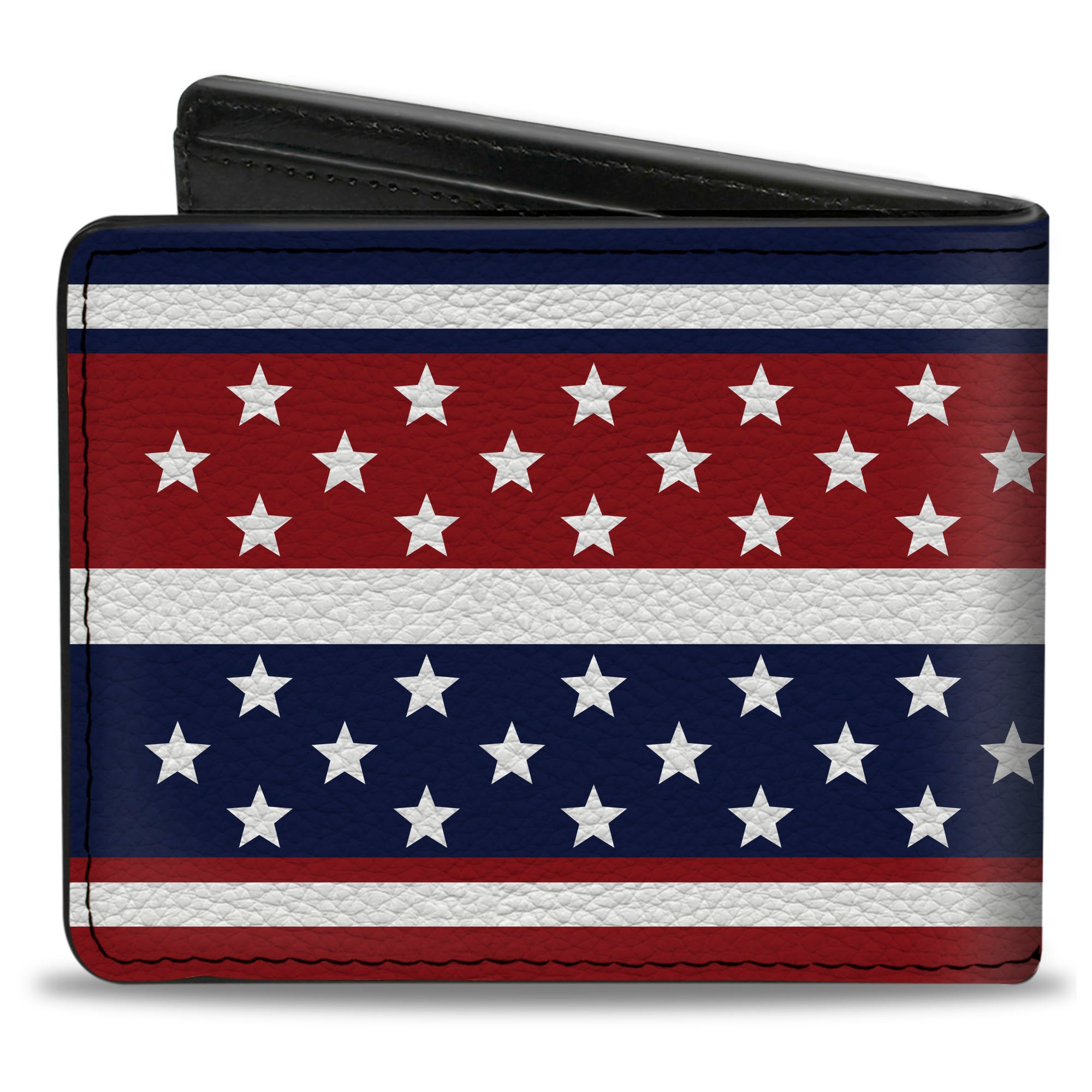 Bi-Fold Wallet - Americana Stripe w Mini Stars Blue Red White Bi-Fold Wallets Buckle-Down