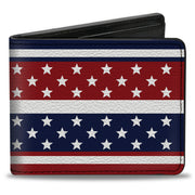 Bi-Fold Wallet - Americana Stripe w Mini Stars Blue Red White Bi-Fold Wallets Buckle-Down