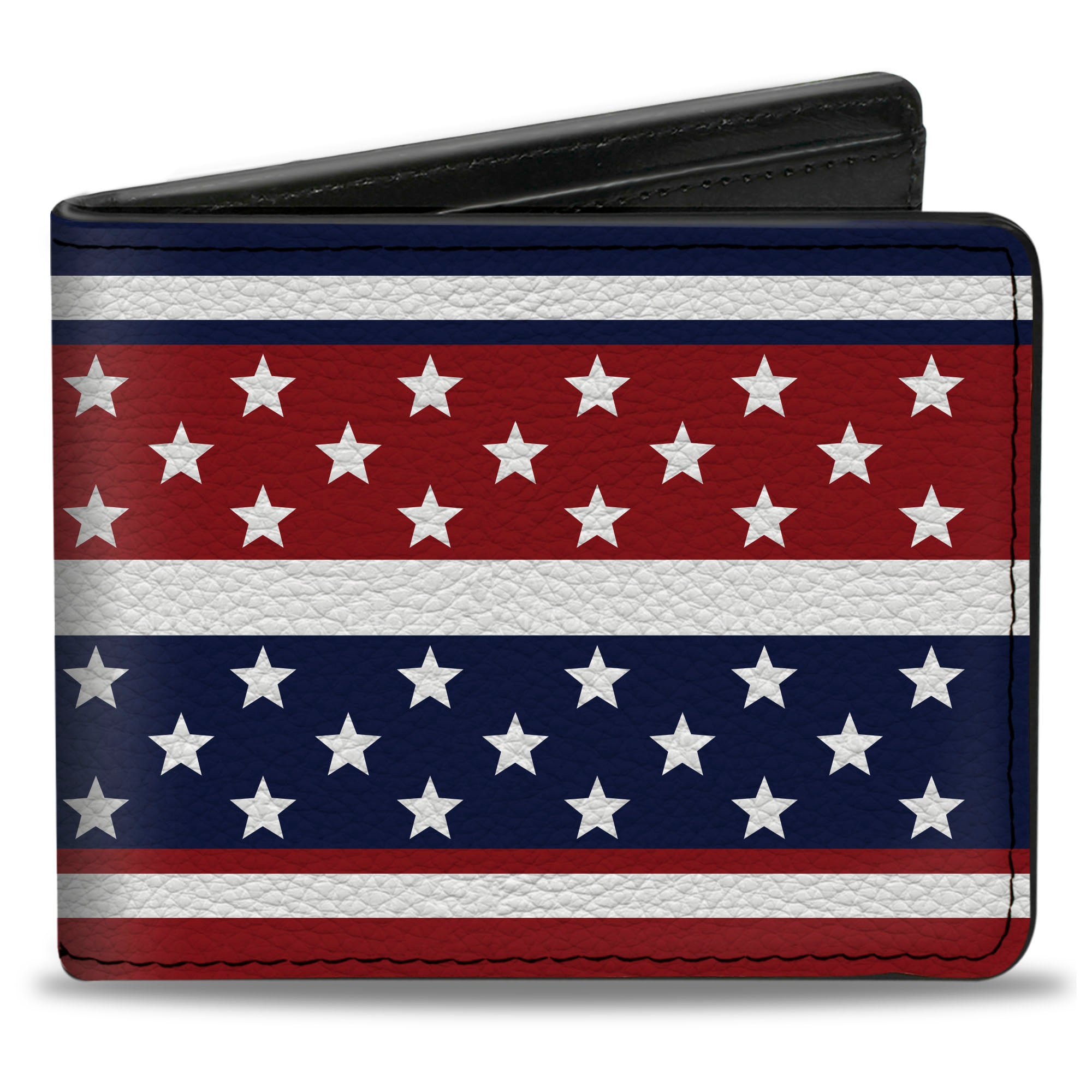 Bi-Fold Wallet - Americana Stripe w Mini Stars Blue Red White Bi-Fold Wallets Buckle-Down