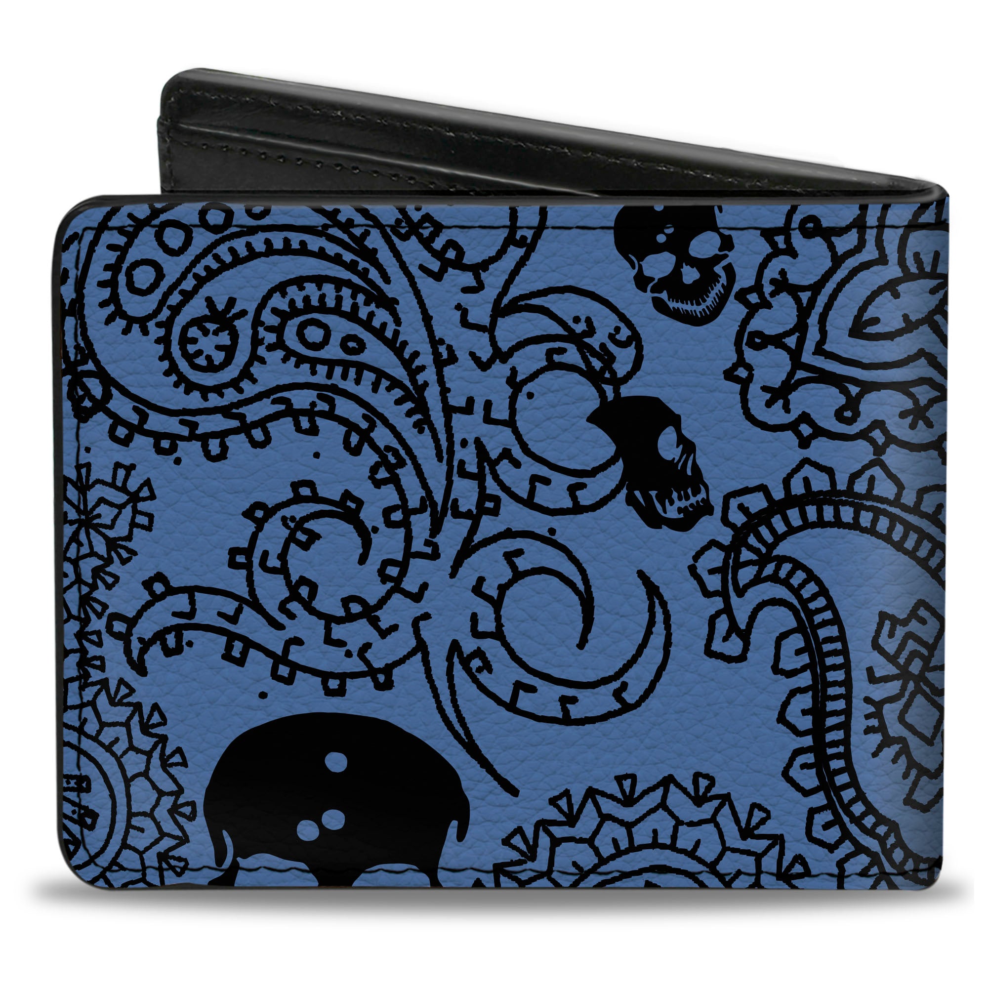 Bi-Fold Wallet - Bandana Skulls Baby Blue Black Bi-Fold Wallets Buckle-Down