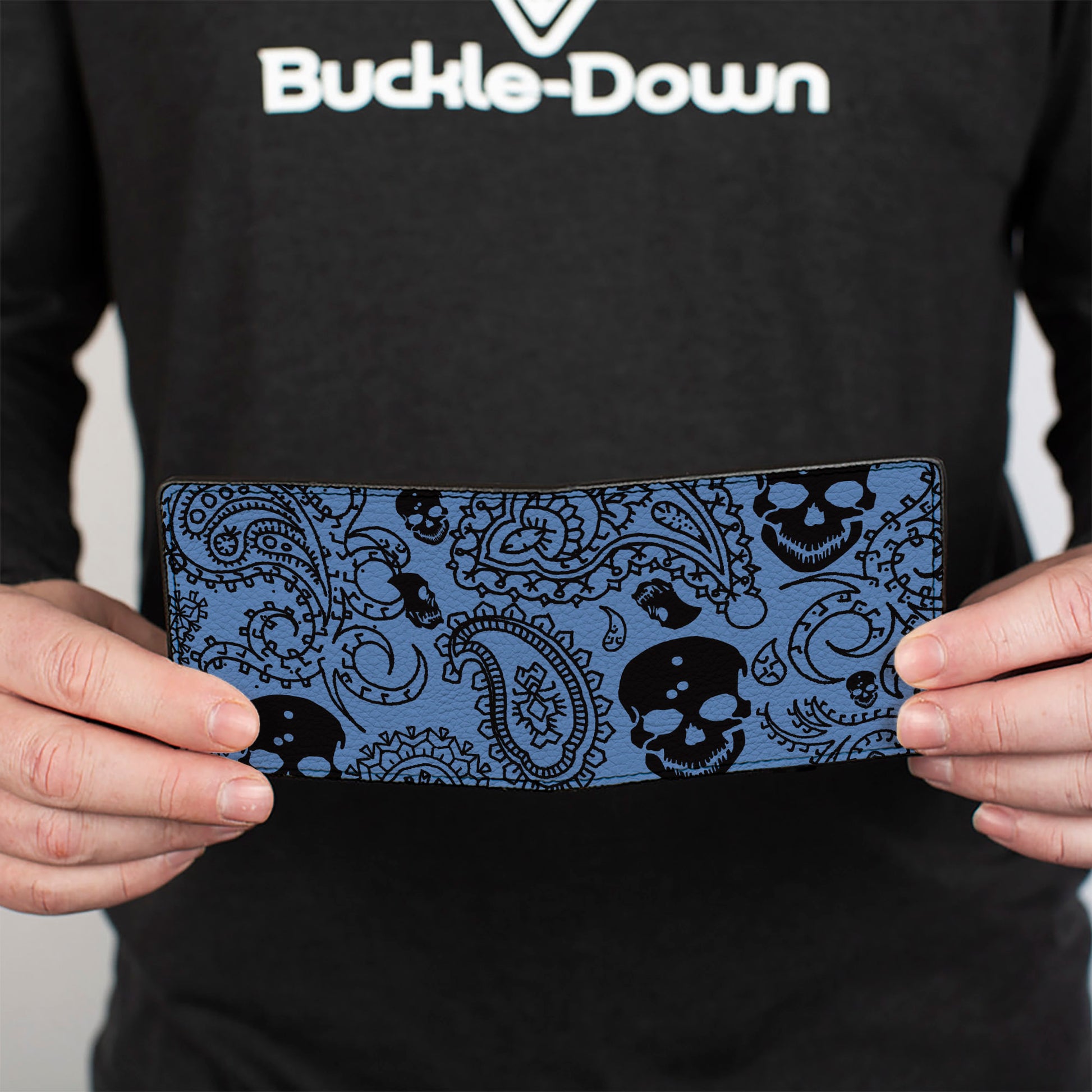 Bi-Fold Wallet - Bandana Skulls Baby Blue Black Bi-Fold Wallets Buckle-Down