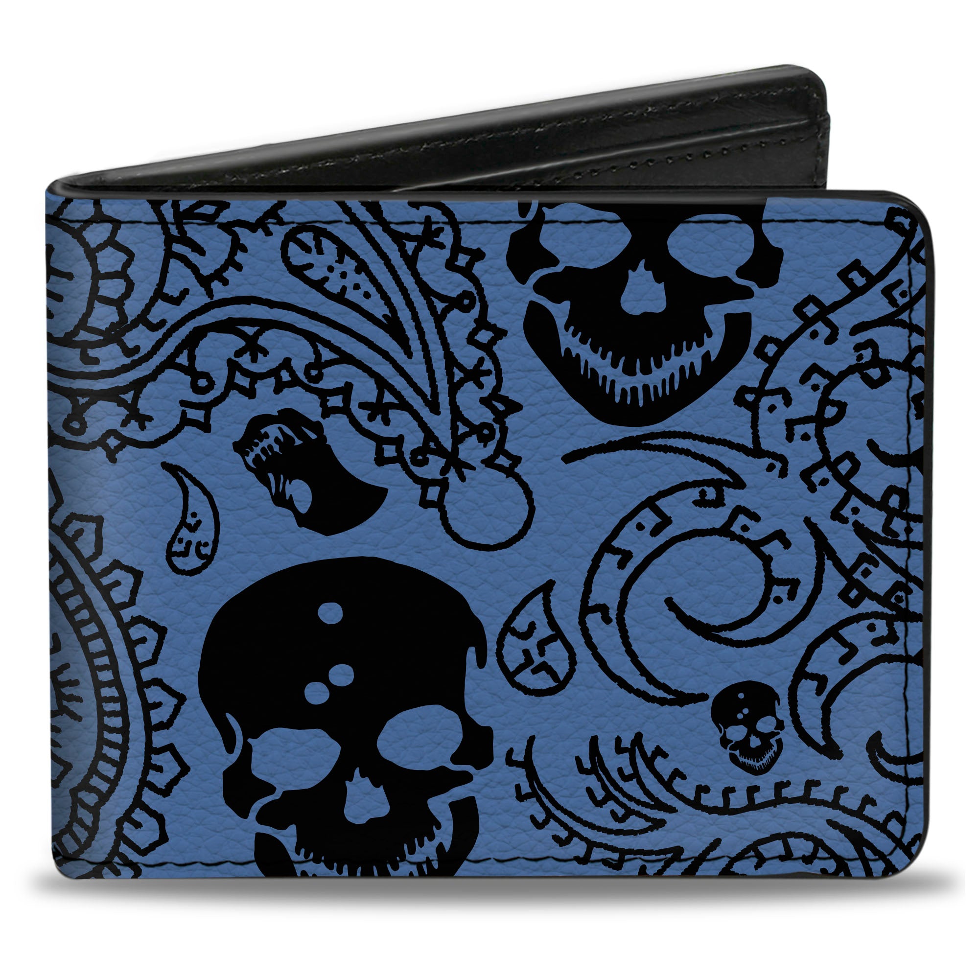 Bi-Fold Wallet - Bandana Skulls Baby Blue Black Bi-Fold Wallets Buckle-Down