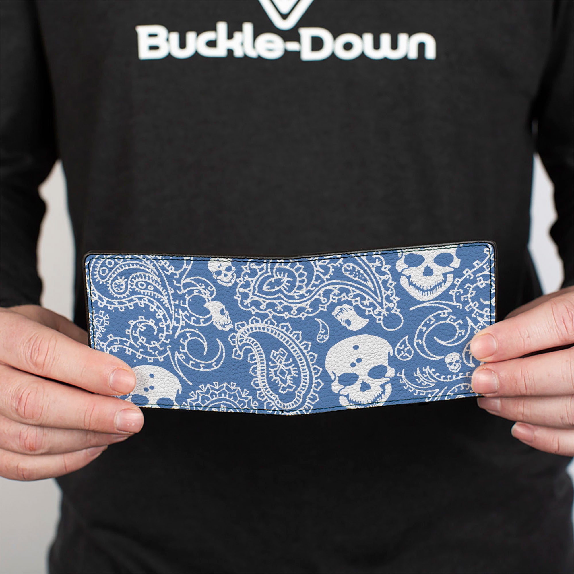 Bi-Fold Wallet - Bandana Skulls Baby Blue White Bi-Fold Wallets Buckle-Down
