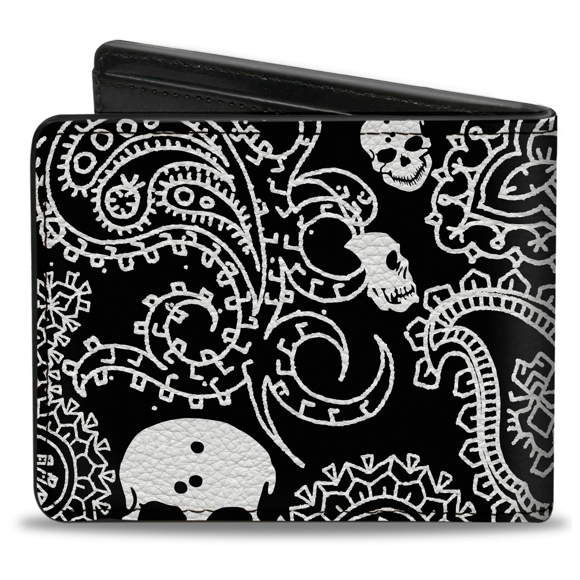 Bi-Fold Wallet - Bandana Skulls Black White Bi-Fold Wallets Buckle-Down