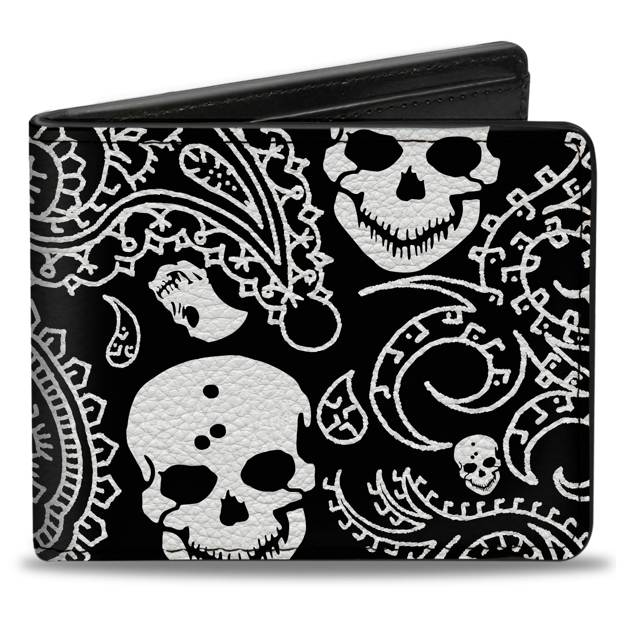 Bi-Fold Wallet - Bandana Skulls Black White Bi-Fold Wallets Buckle-Down