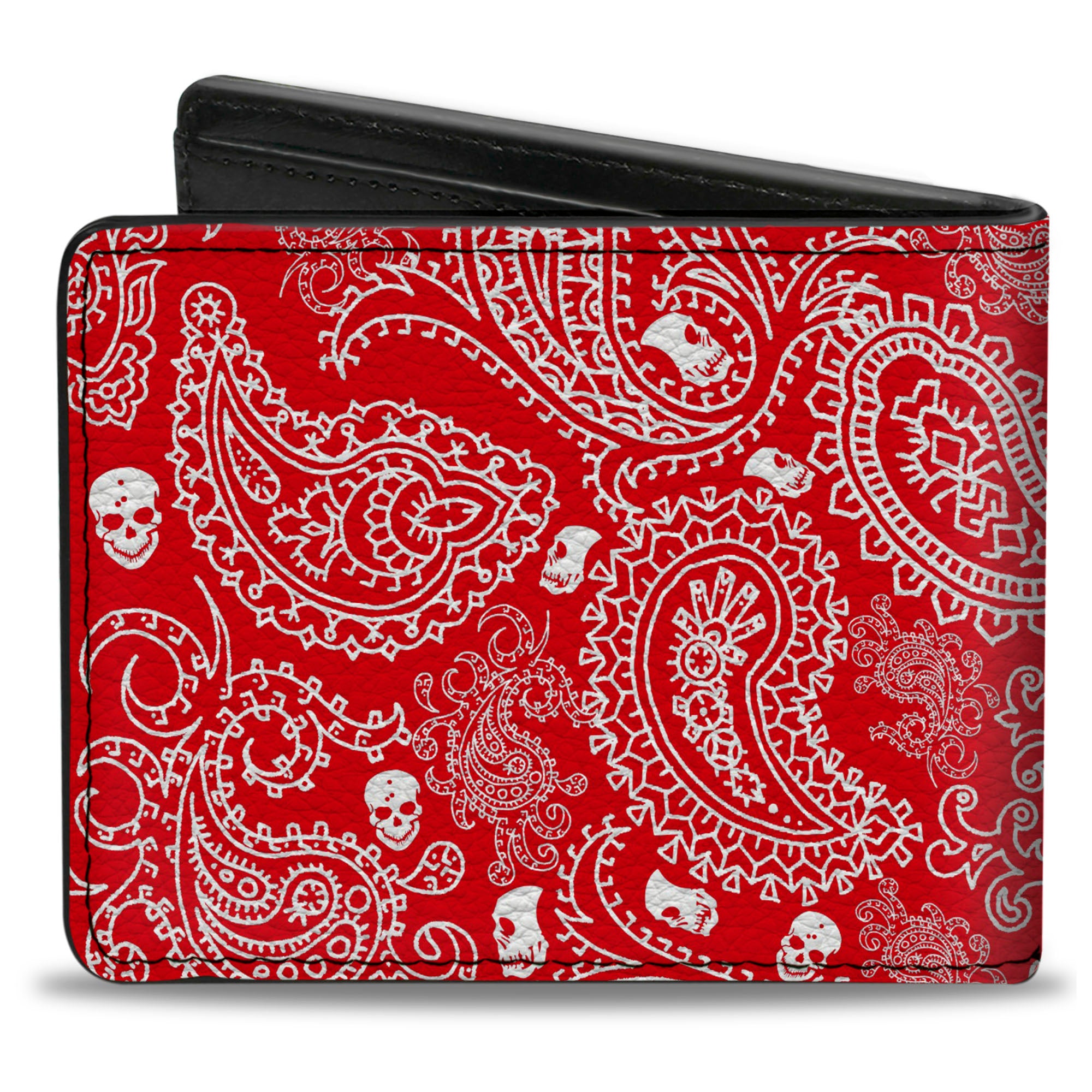 Bi-Fold Wallet - Bandana Skulls Red White Bi-Fold Wallets Buckle-Down