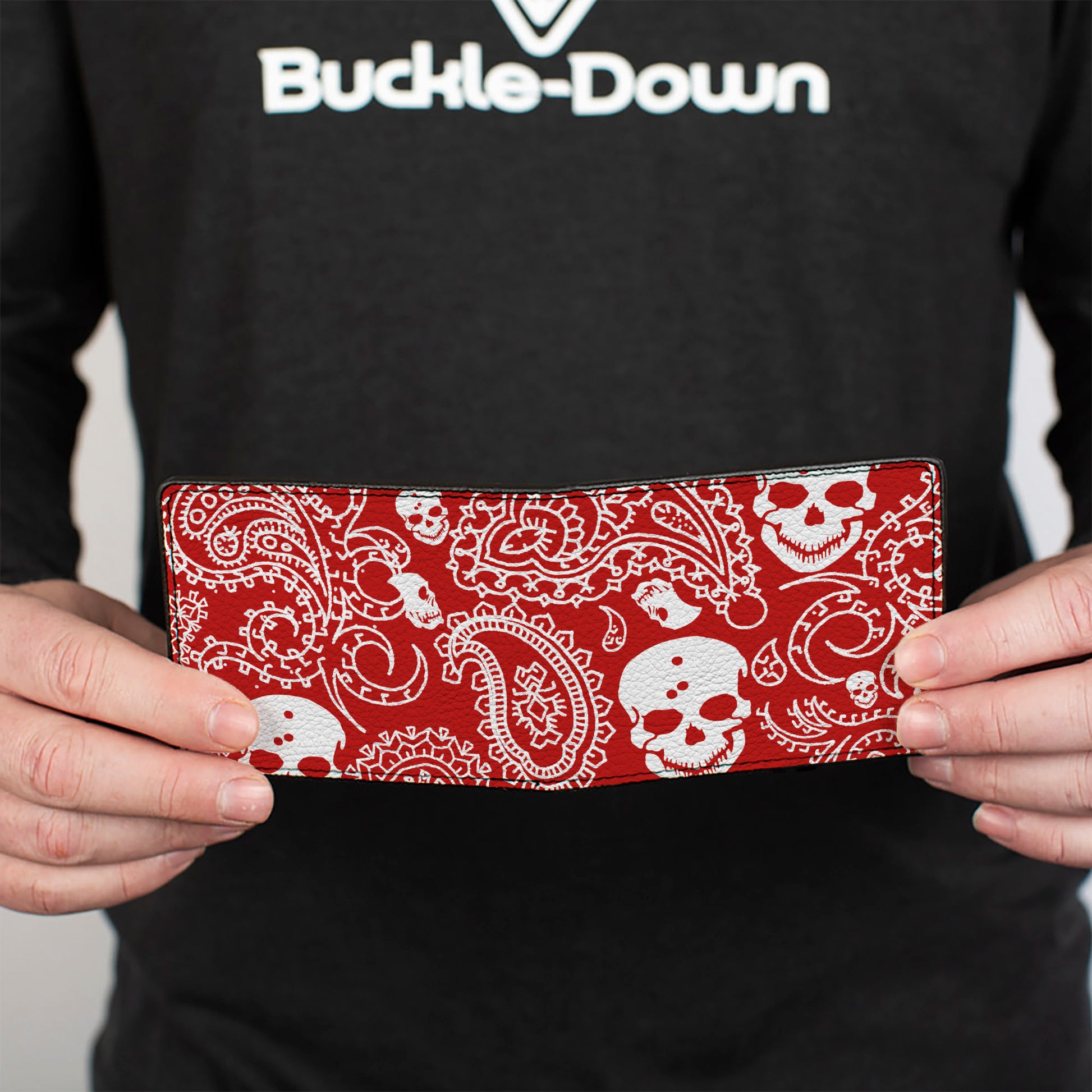 Bi-Fold Wallet - Bandana Skulls Red White Bi-Fold Wallets Buckle-Down