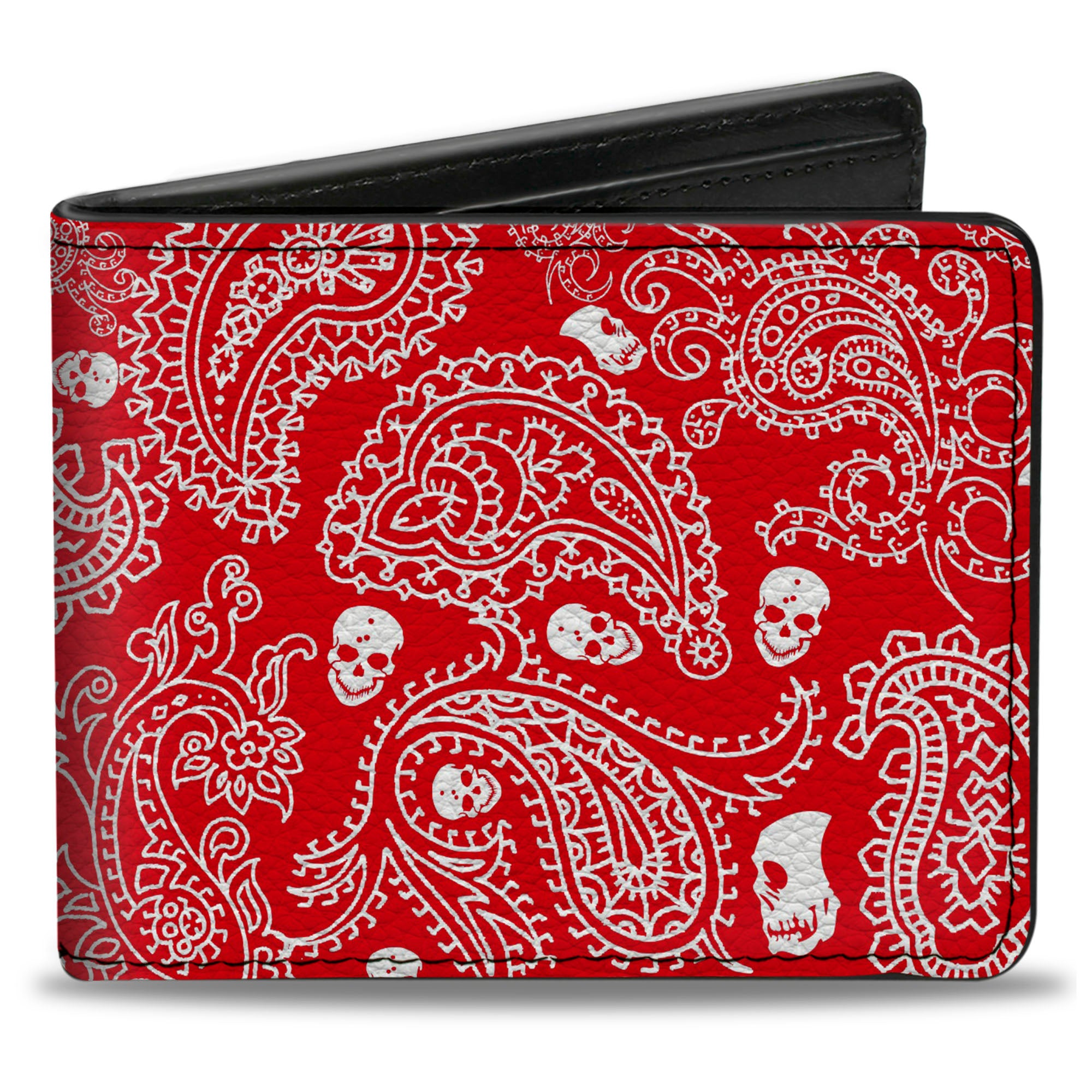 Bi-Fold Wallet - Bandana Skulls Red White Bi-Fold Wallets Buckle-Down