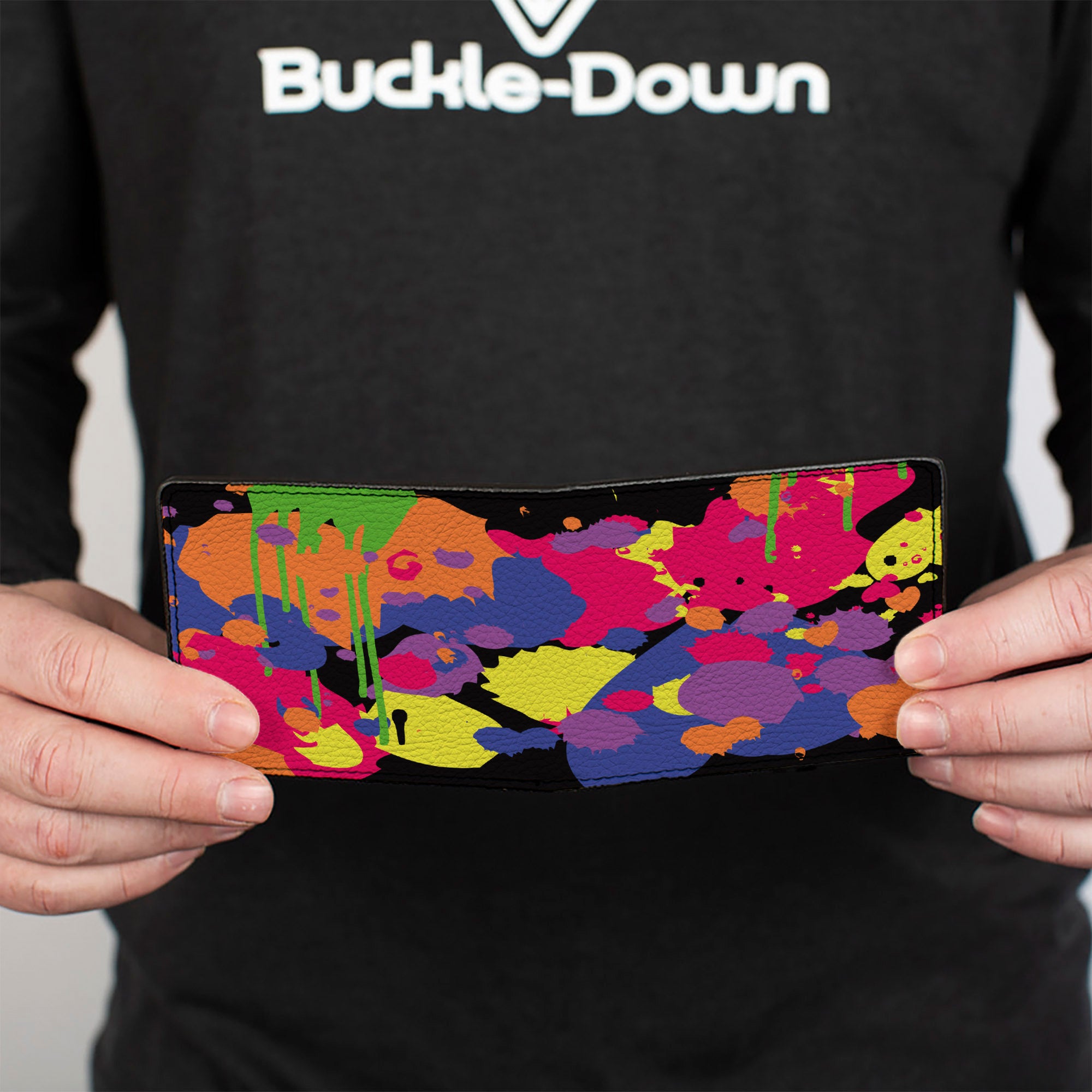 Bi-Fold Wallet - Buckle-Down Paint Splatter Black Neon Bi-Fold Wallets Buckle-Down