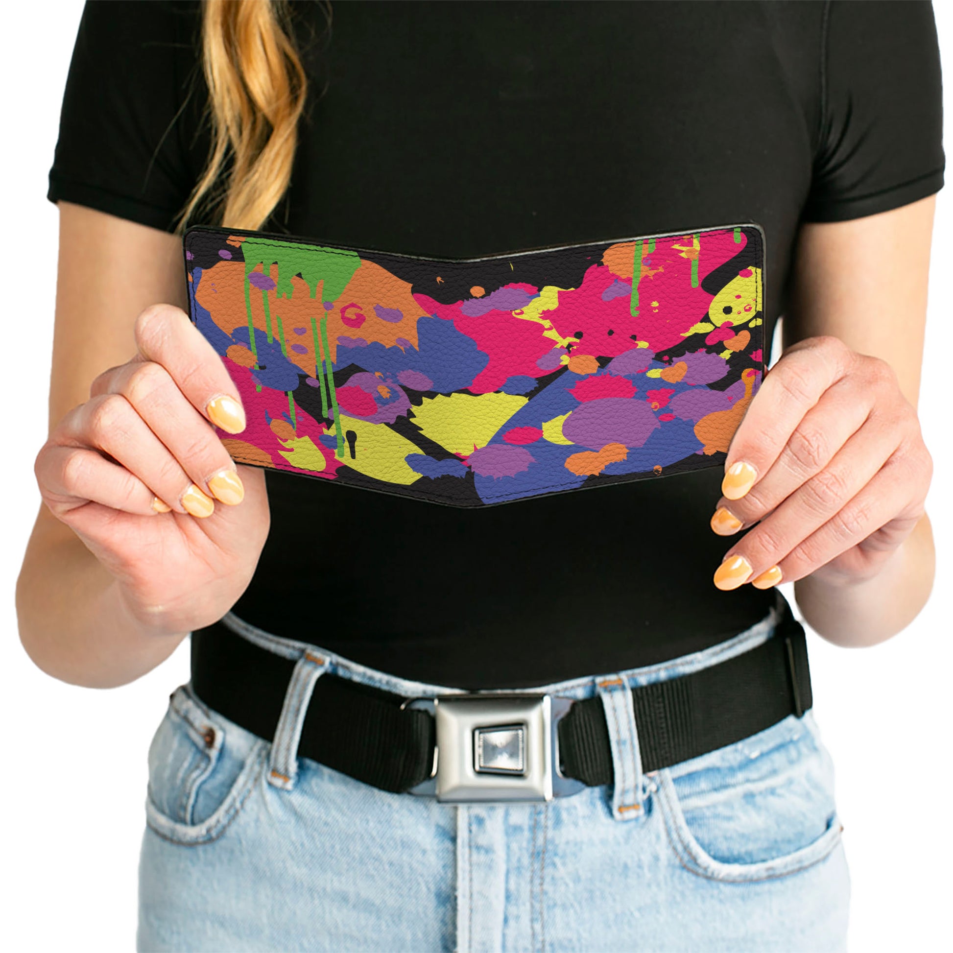 Bi-Fold Wallet - Buckle-Down Paint Splatter Black Neon Bi-Fold Wallets Buckle-Down