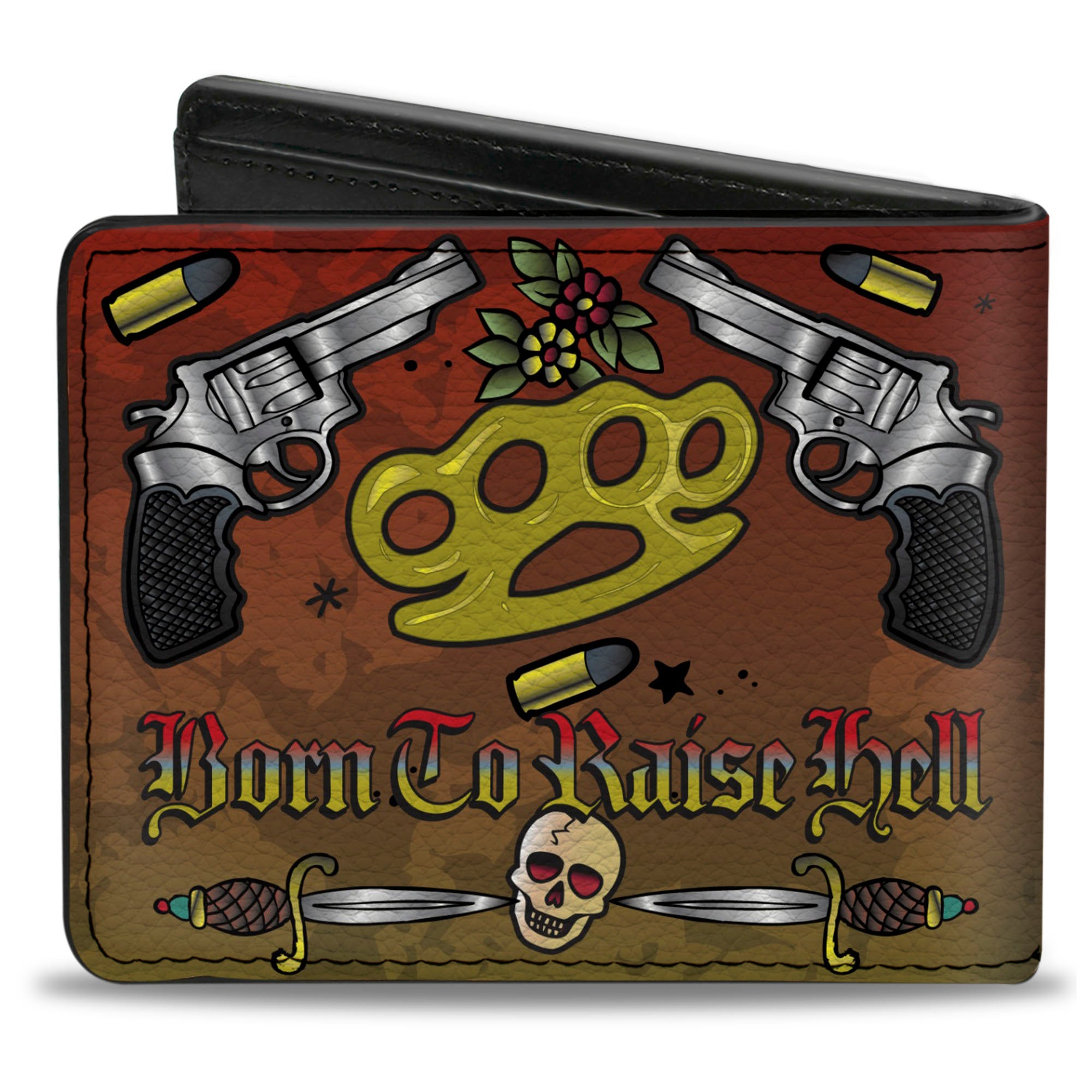 Bi-Fold Wallet - Born to Raise Hell Red Bi-Fold Wallets Buckle-Down
