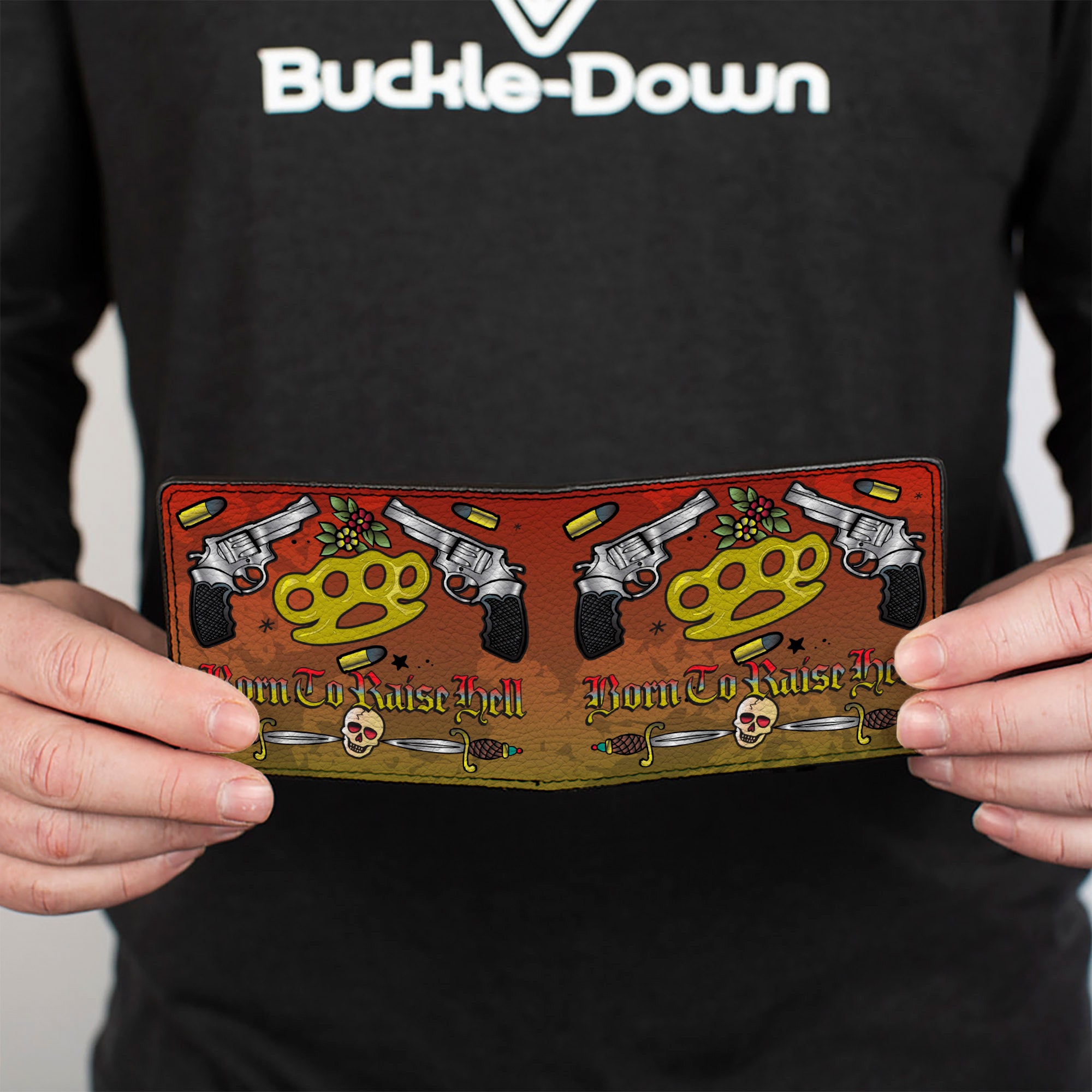 Bi-Fold Wallet - Born to Raise Hell Red Bi-Fold Wallets Buckle-Down
