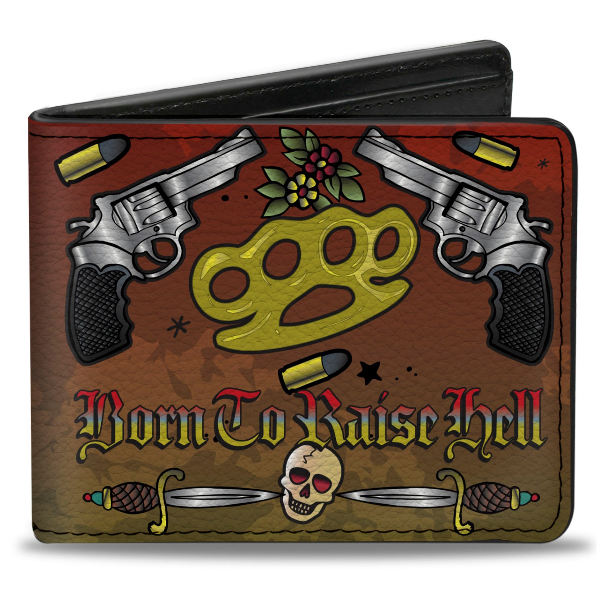 Bi-Fold Wallet - Born to Raise Hell Red Bi-Fold Wallets Buckle-Down