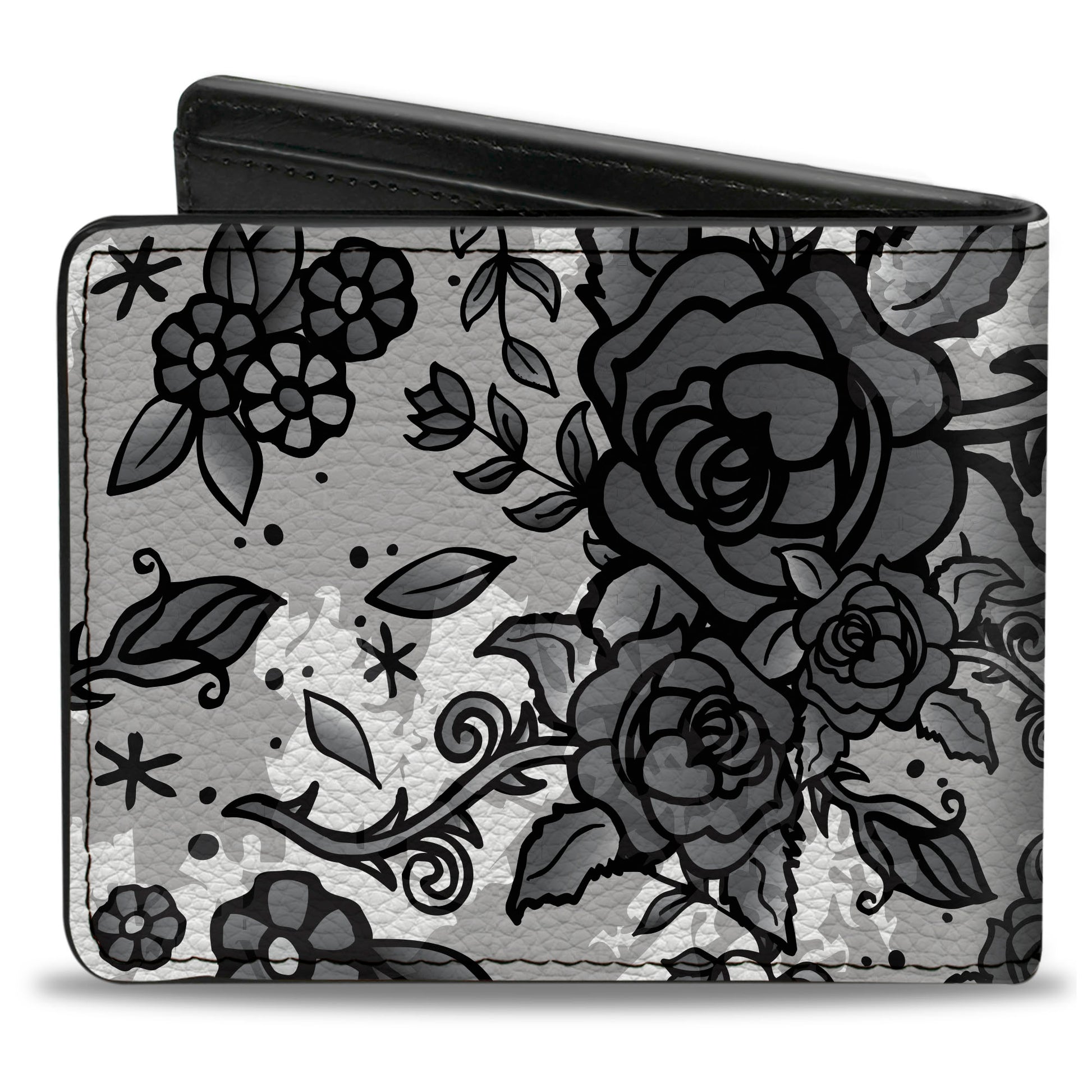 Bi-Fold Wallet - Born to Blossom Black White Bi-Fold Wallets Buckle-Down
