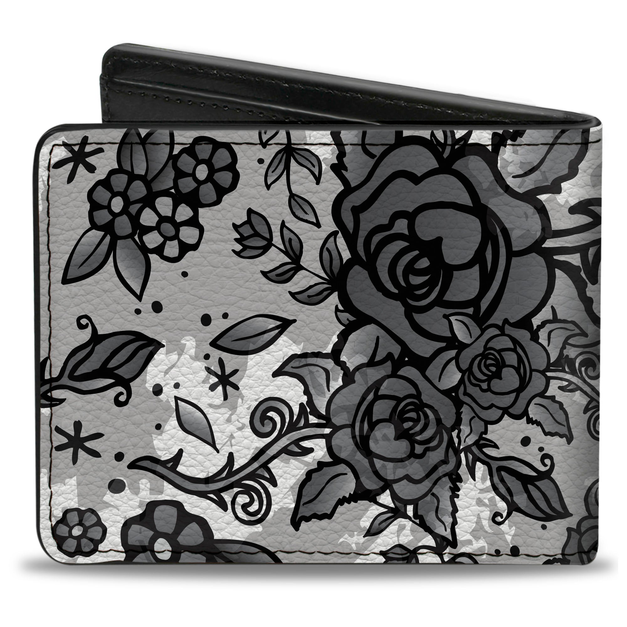 Bi-Fold Wallet - Born to Blossom Black White Bi-Fold Wallets Buckle-Down