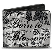 Bi-Fold Wallet - Born to Blossom Black White Bi-Fold Wallets Buckle-Down