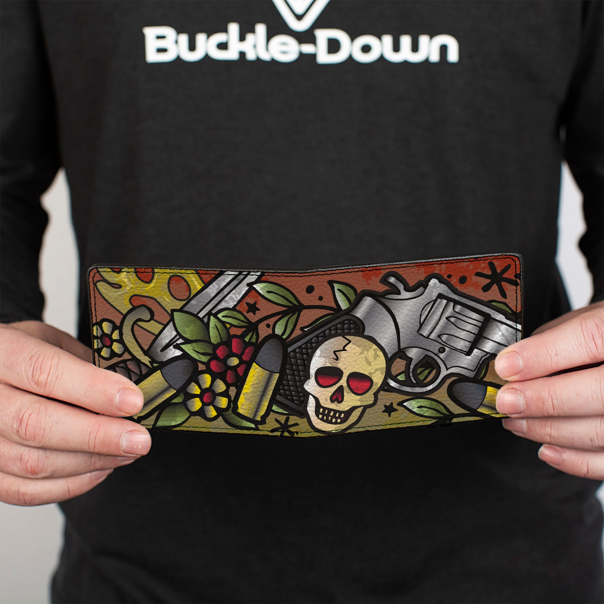 Bi-Fold Wallet - Born to Raise Hell CLOSE-UP Red Bi-Fold Wallets Buckle-Down