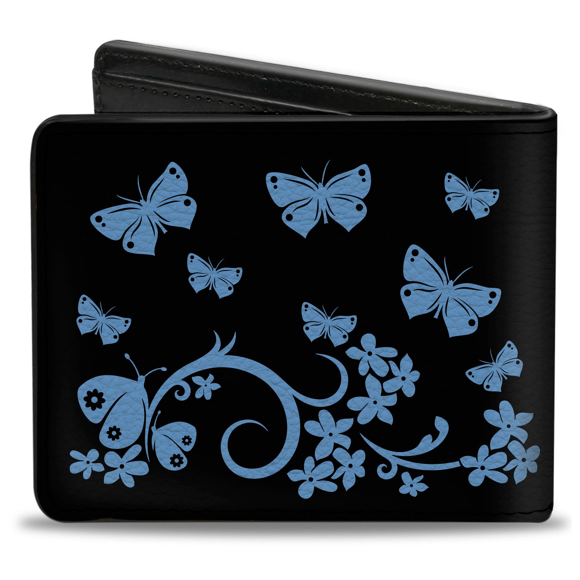 Bi-Fold Wallet - Butterfly Garden Black Blue Bi-Fold Wallets Buckle-Down