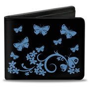 Bi-Fold Wallet - Butterfly Garden Black Blue Bi-Fold Wallets Buckle-Down