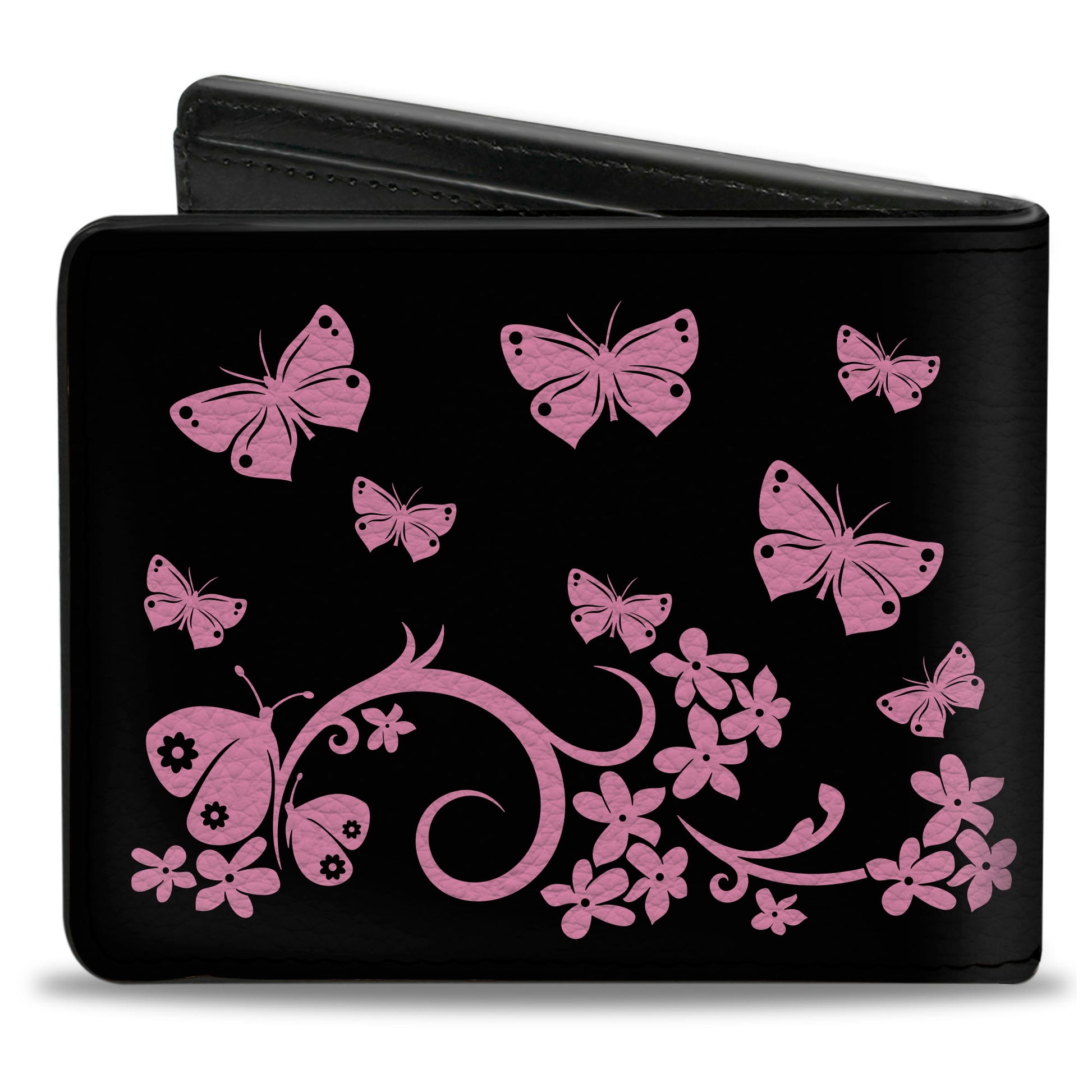 Bi-Fold Wallet - Butterfly Garden Black Pink Bi-Fold Wallets Buckle-Down