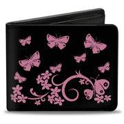Bi-Fold Wallet - Butterfly Garden Black Pink Bi-Fold Wallets Buckle-Down