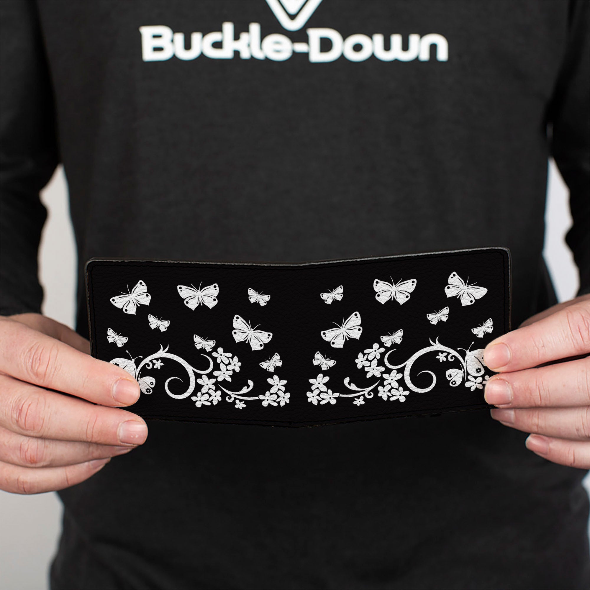 Bi-Fold Wallet - Butterfly Garden Black White Bi-Fold Wallets Buckle-Down
