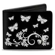 Bi-Fold Wallet - Butterfly Garden Black White Bi-Fold Wallets Buckle-Down