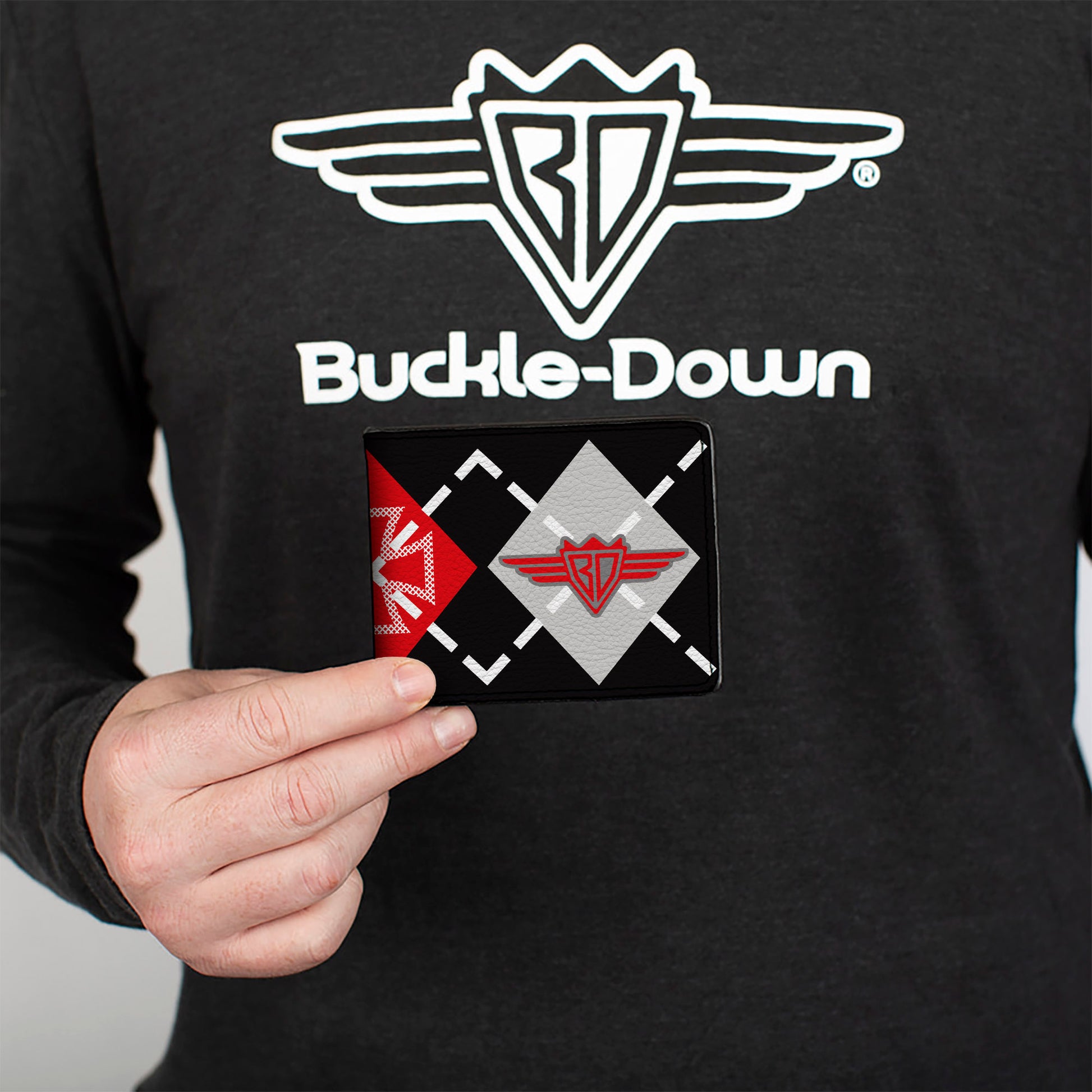 Bi-Fold Wallet - Buckle-Down Argyle Black Red Gray Bi-Fold Wallets Buckle-Down