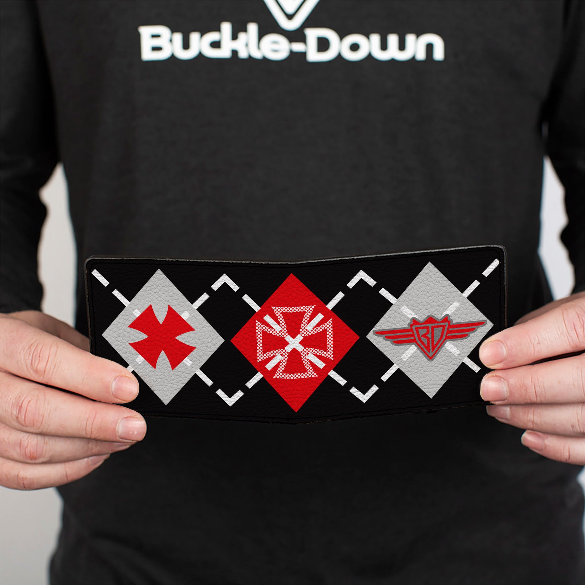 Bi-Fold Wallet - Buckle-Down Argyle Black Red Gray Bi-Fold Wallets Buckle-Down