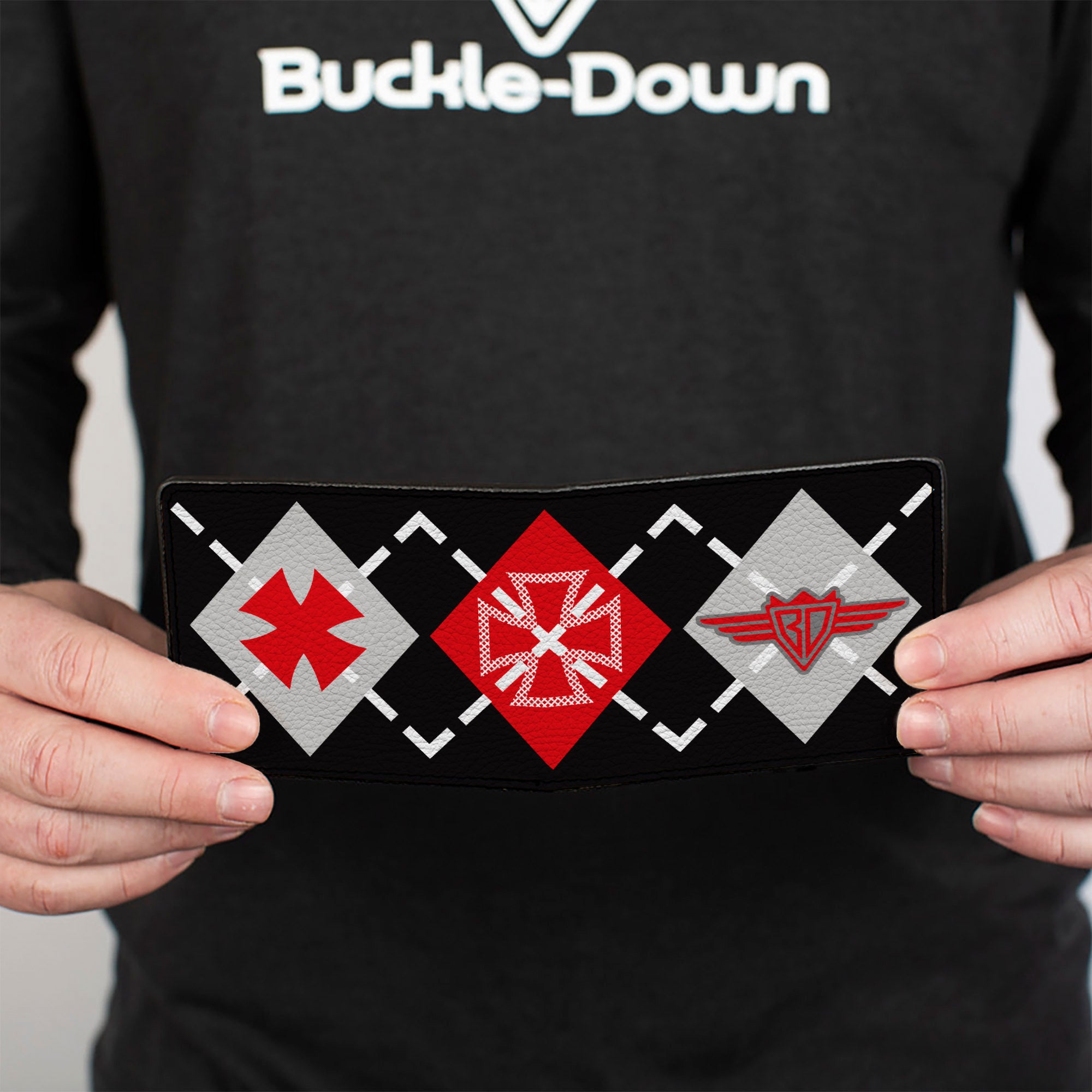 Bi-Fold Wallet - Buckle-Down Argyle Black Red Gray Bi-Fold Wallets Buckle-Down