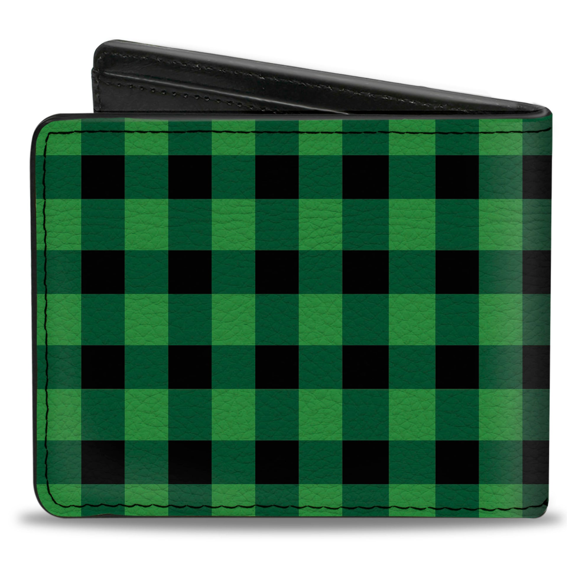 Bi-Fold Wallet - Buffalo Plaid Black Neon Green Bi-Fold Wallets Buckle-Down