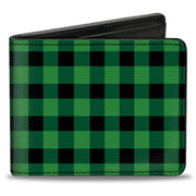 Bi-Fold Wallet - Buffalo Plaid Black Neon Green Bi-Fold Wallets Buckle-Down