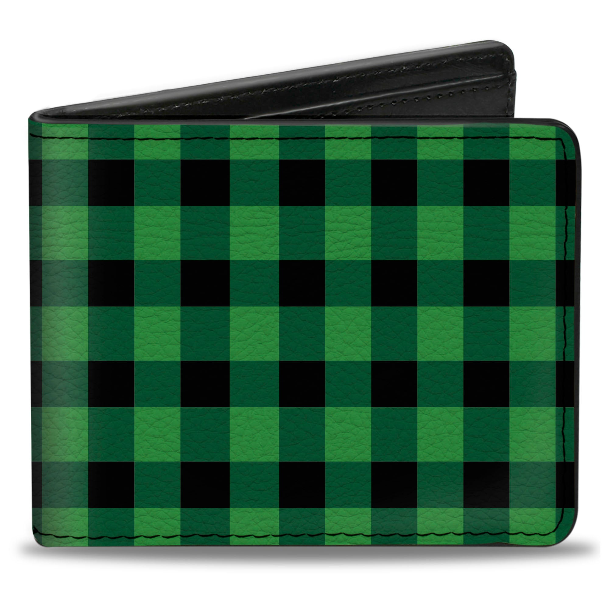 Bi-Fold Wallet - Buffalo Plaid Black Neon Green Bi-Fold Wallets Buckle-Down