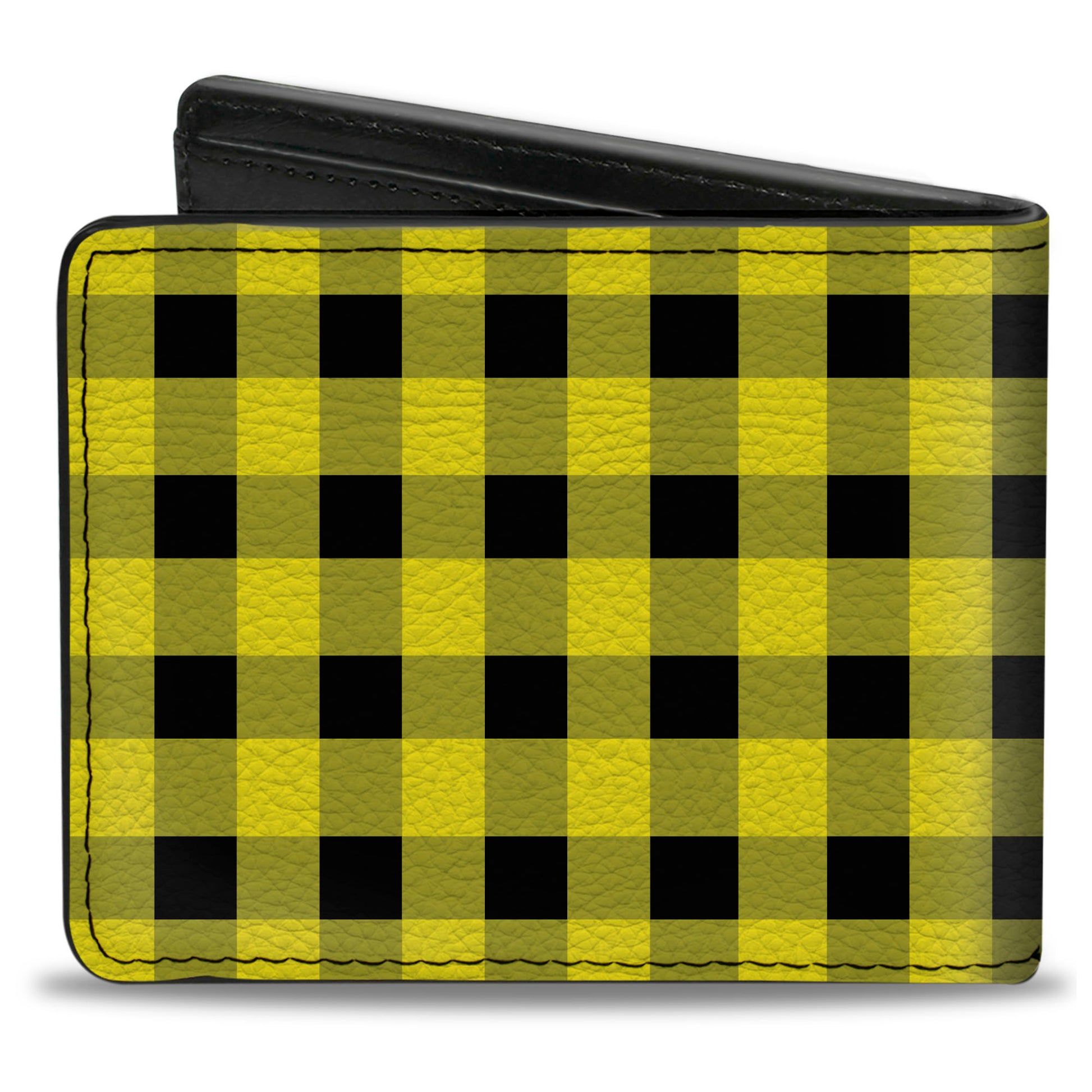 Bi-Fold Wallet - Buffalo Plaid Black Neon Yellow Bi-Fold Wallets Buckle-Down