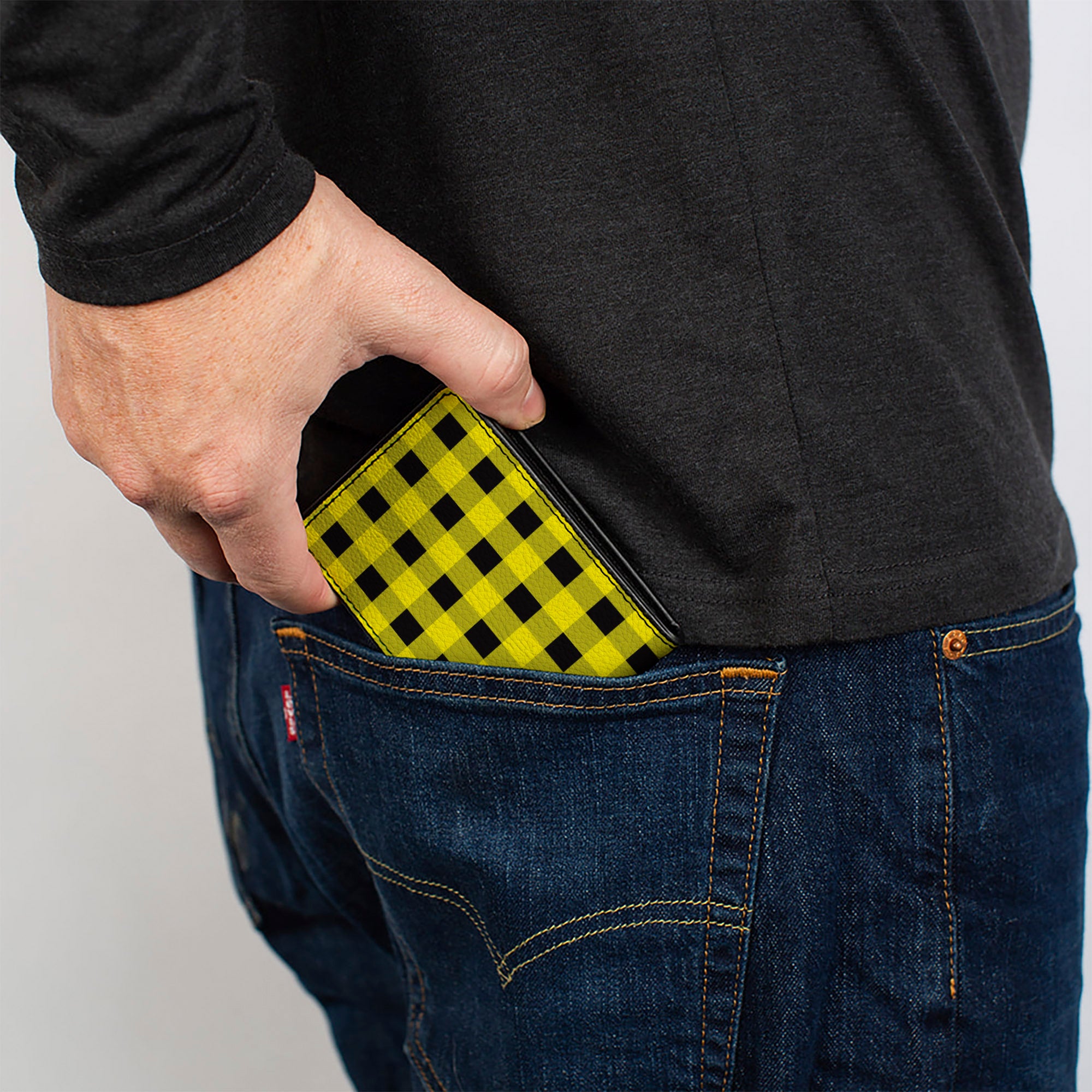 Bi-Fold Wallet - Buffalo Plaid Black Neon Yellow Bi-Fold Wallets Buckle-Down