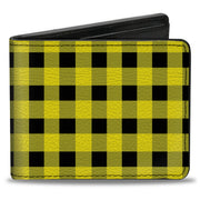 Bi-Fold Wallet - Buffalo Plaid Black Neon Yellow Bi-Fold Wallets Buckle-Down